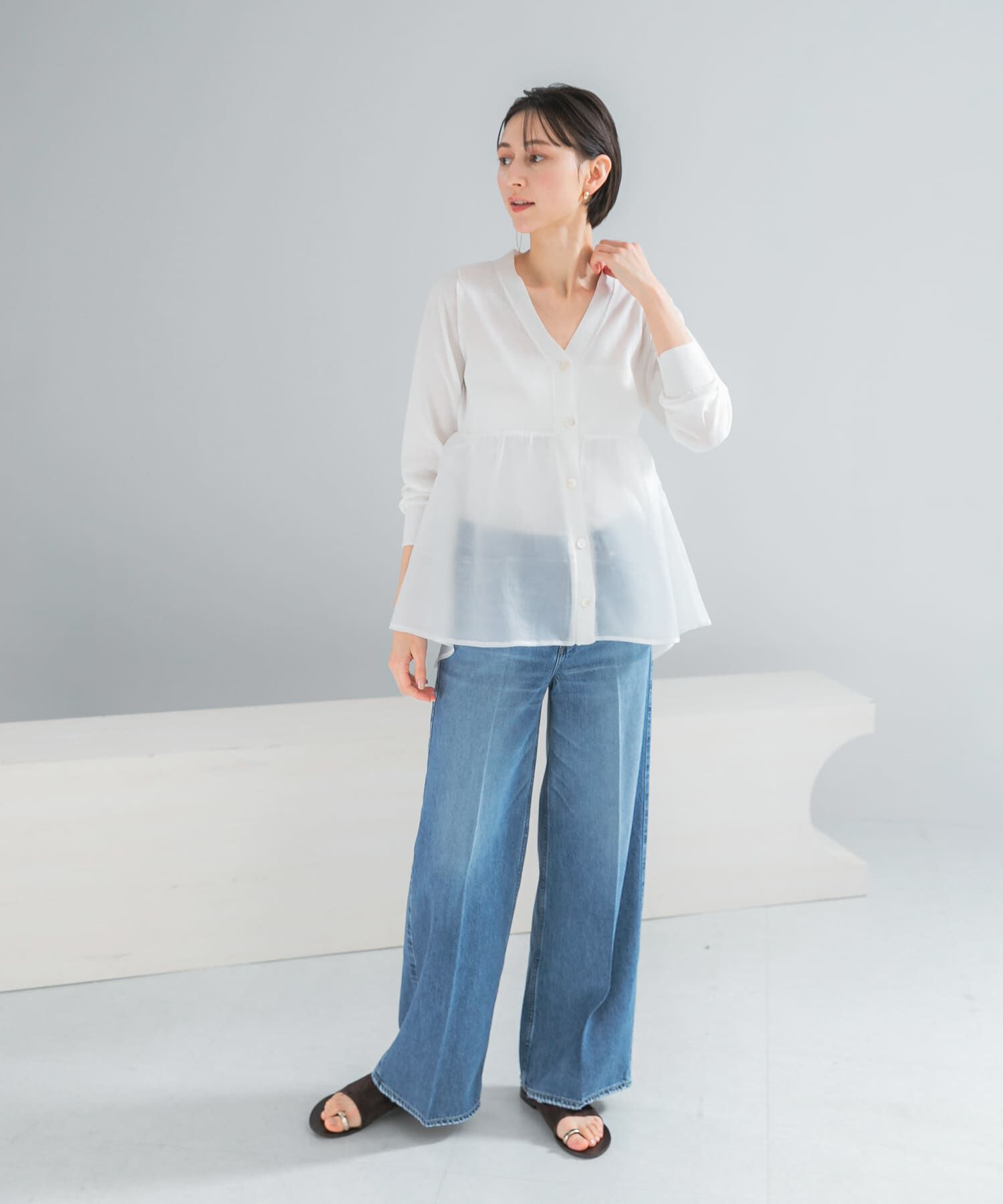 URBAN RESEARCH ROSSO「『WEB限定』ドッキングペプラムカーディガン」|ニット・セーター|