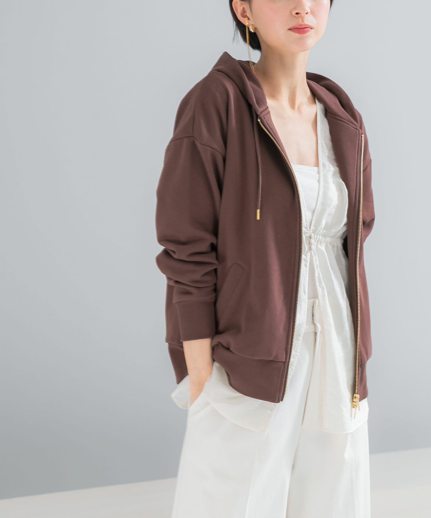 URBAN RESEARCH ROSSO「『WEB限定』『UR TECH』オーバーZIPパーカー」|パーカー|ブラウン