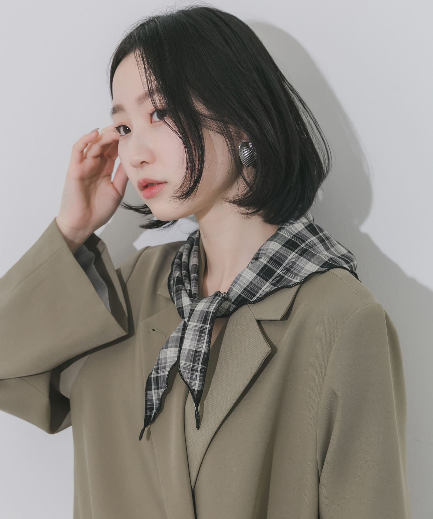 SMELLY「チェックサンカクスカーフ」|バンダナ・スカーフ|