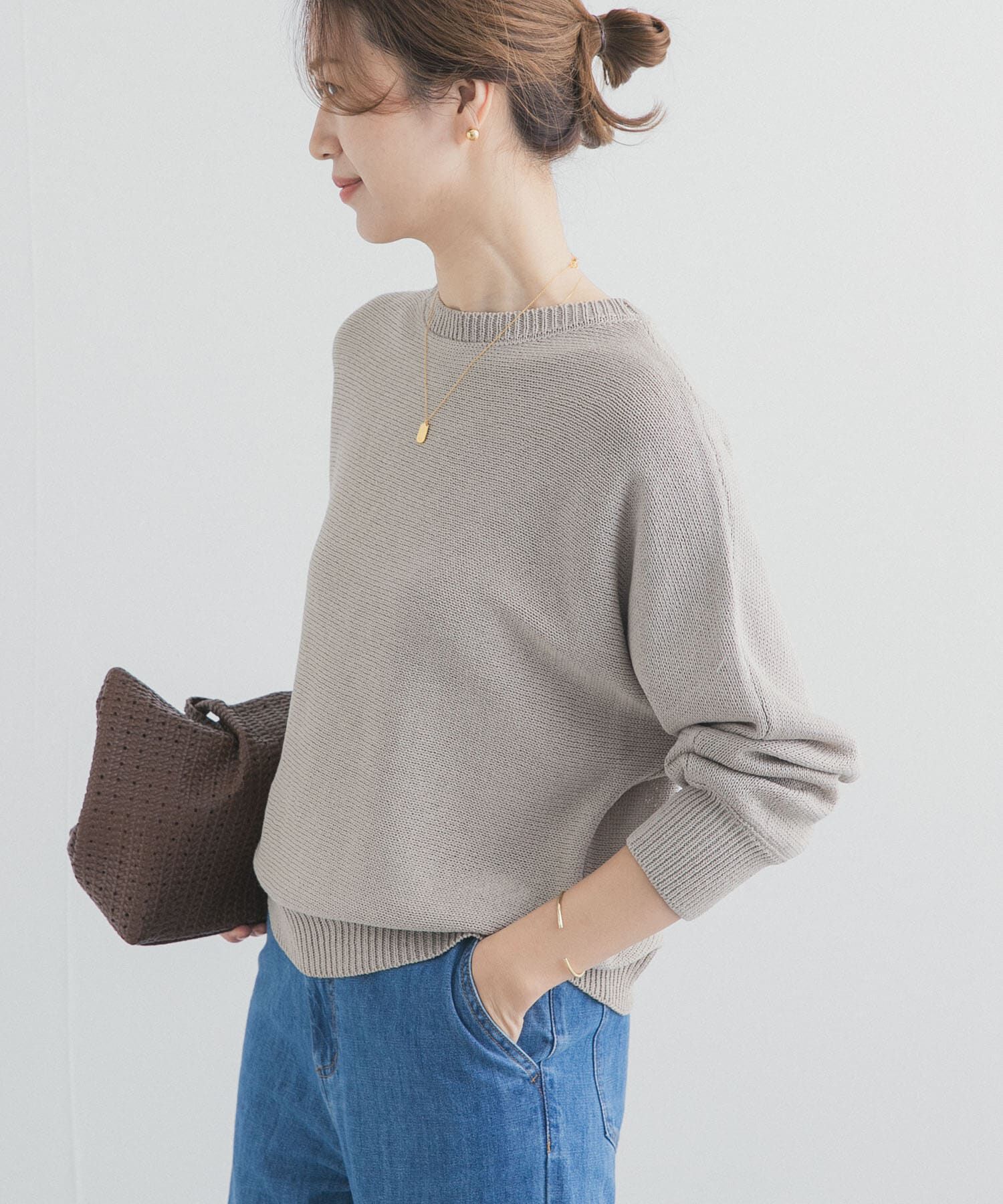 URBAN RESEARCH DOORS「リネン混スラブドルマンニット」|ニット・セーター|