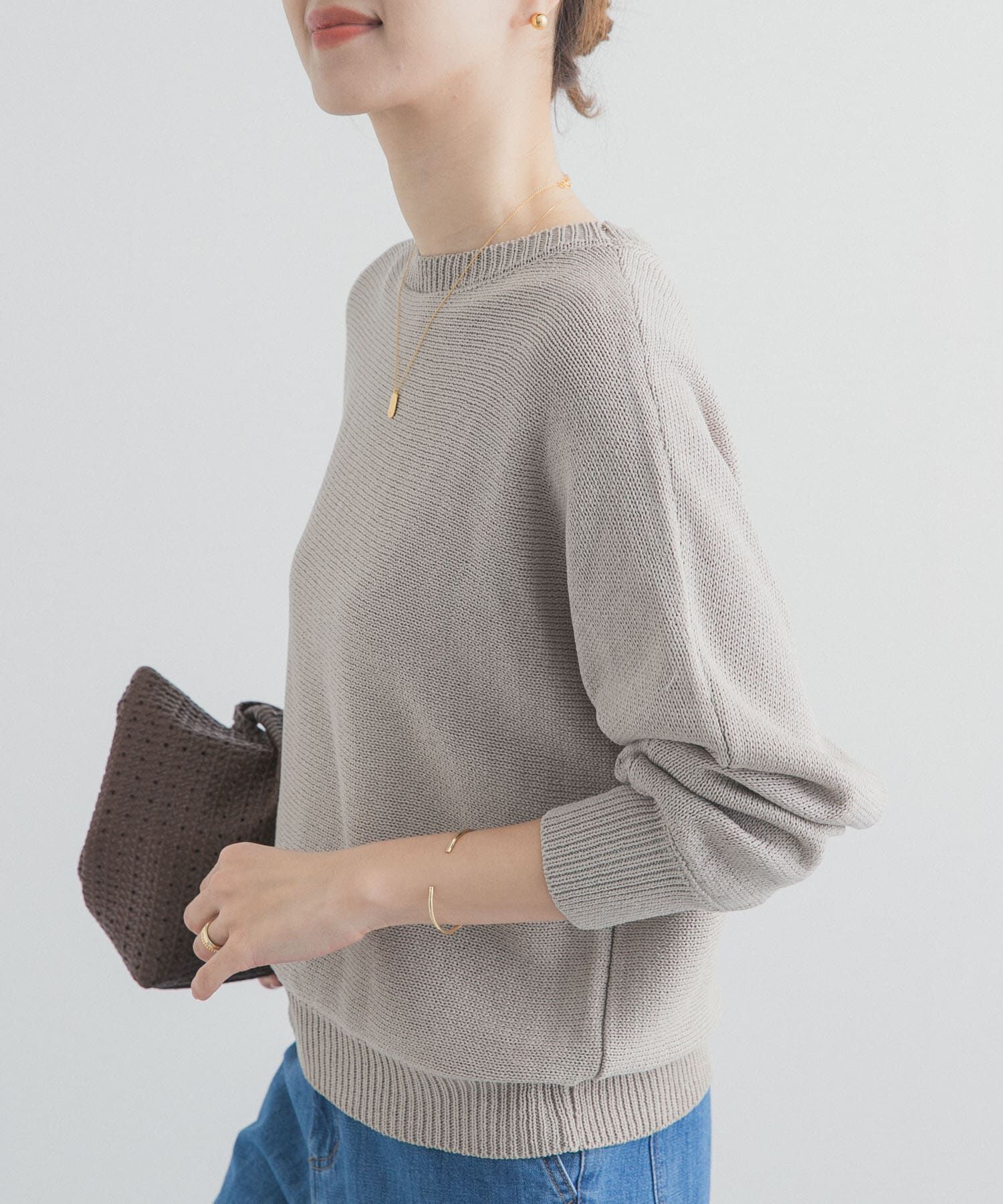 URBAN RESEARCH DOORS「リネン混スラブドルマンニット」|ニット・セーター|