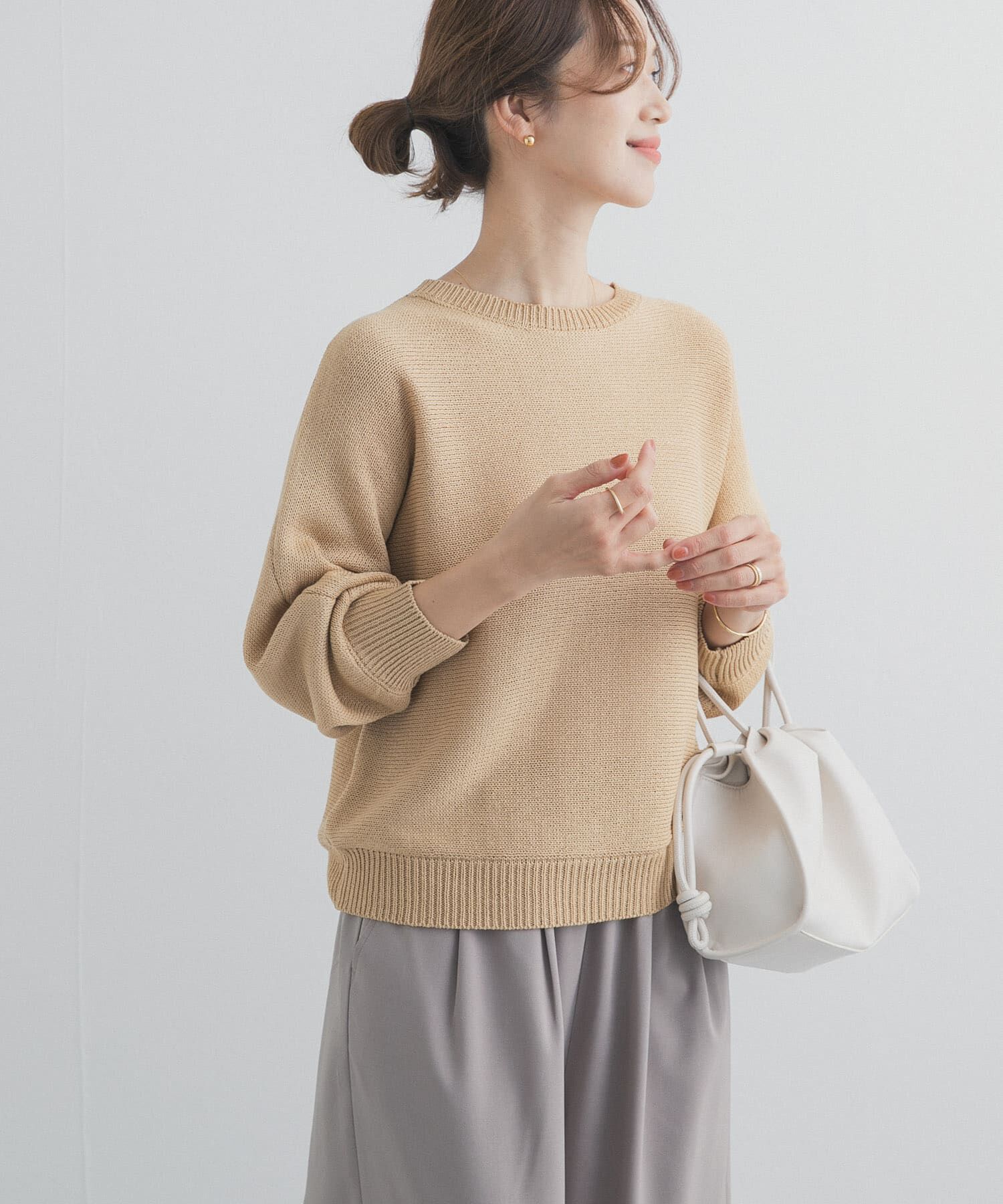 URBAN RESEARCH DOORS「リネン混スラブドルマンニット」|ニット・セーター|ベージュ系その他