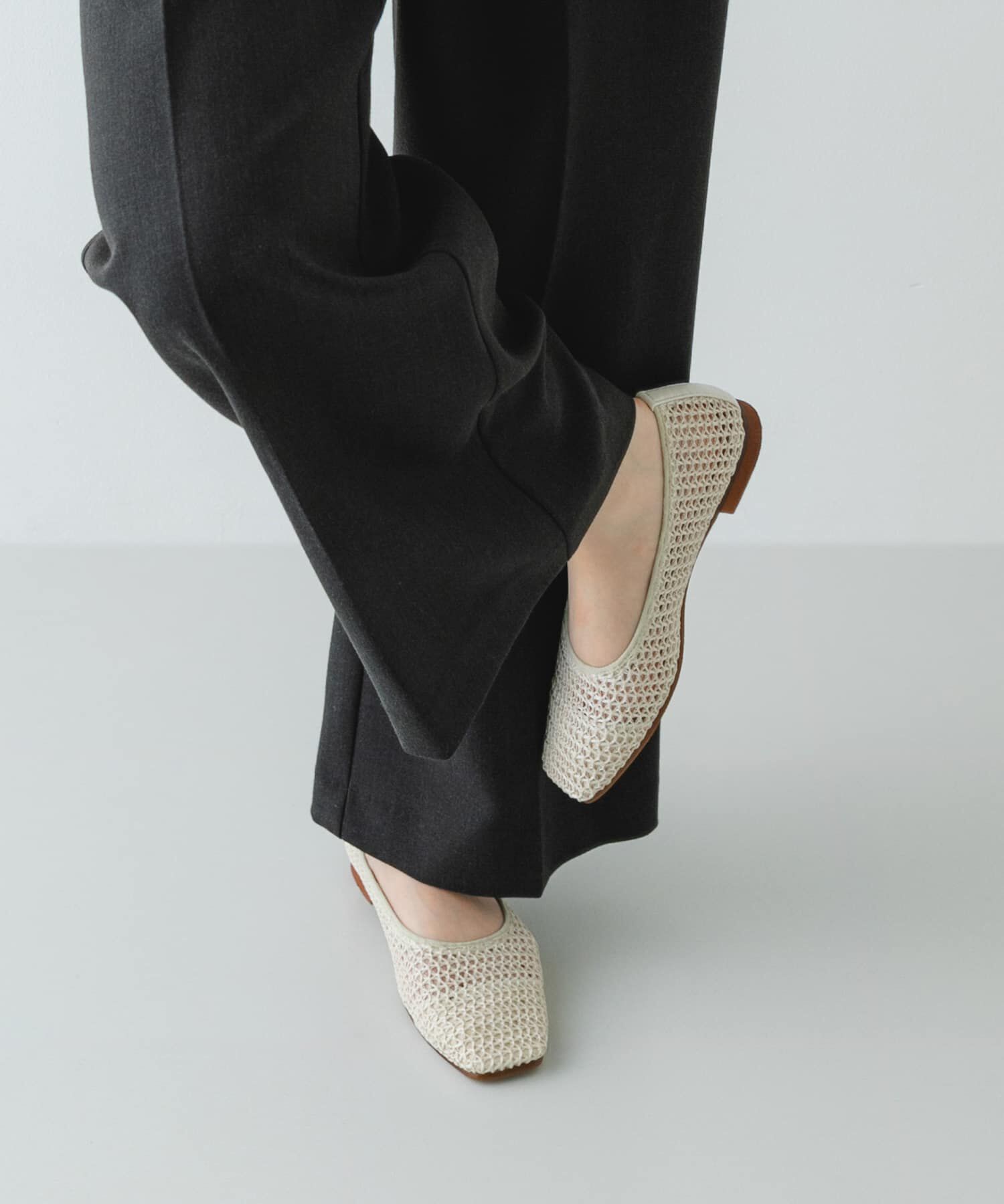 RODE SKO「『MADE IN JAPAN』 スクエアメッシュフラットシューズ」|バレエシューズ|