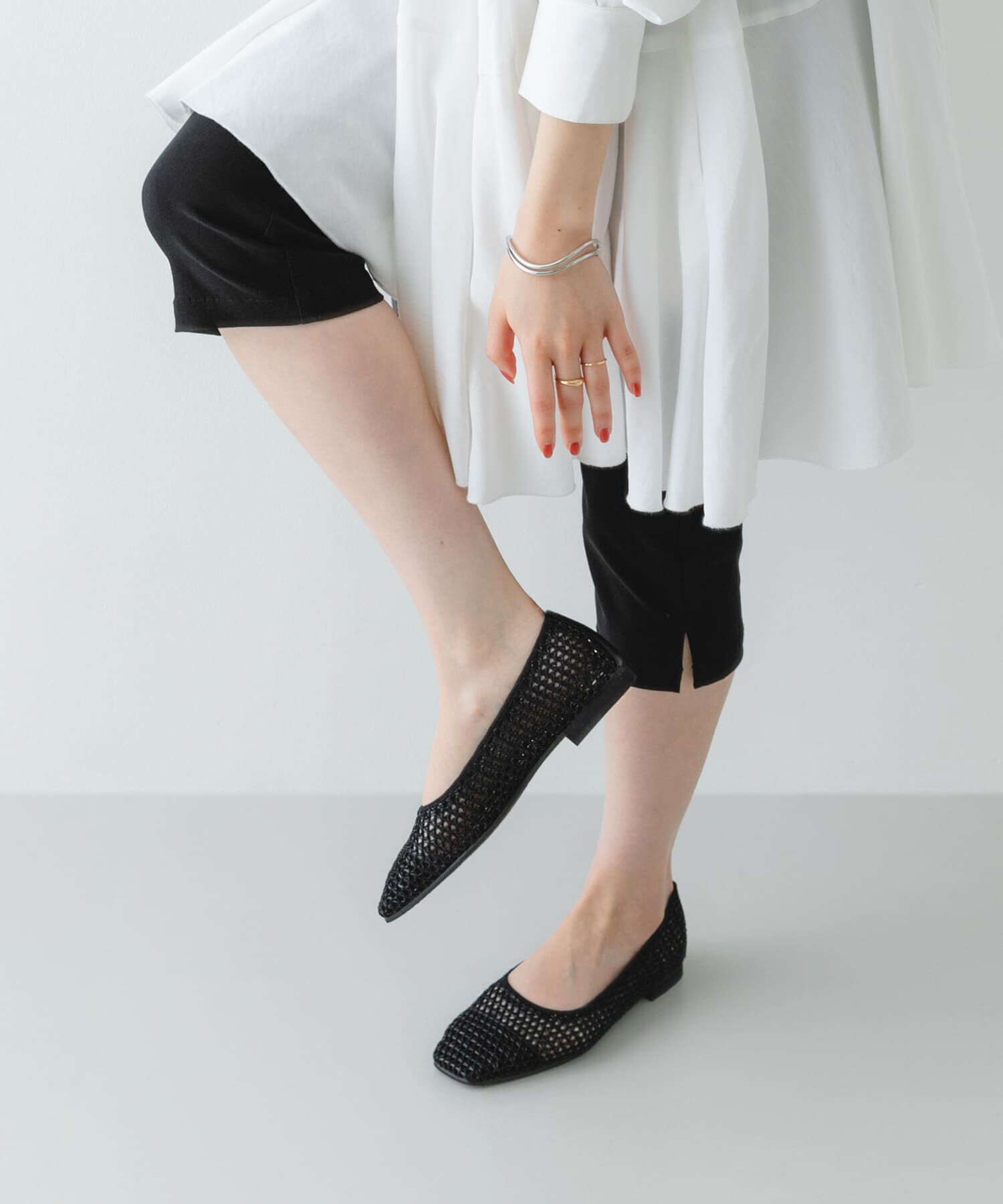 RODE SKO「『MADE IN JAPAN』 スクエアメッシュフラットシューズ」|バレエシューズ|