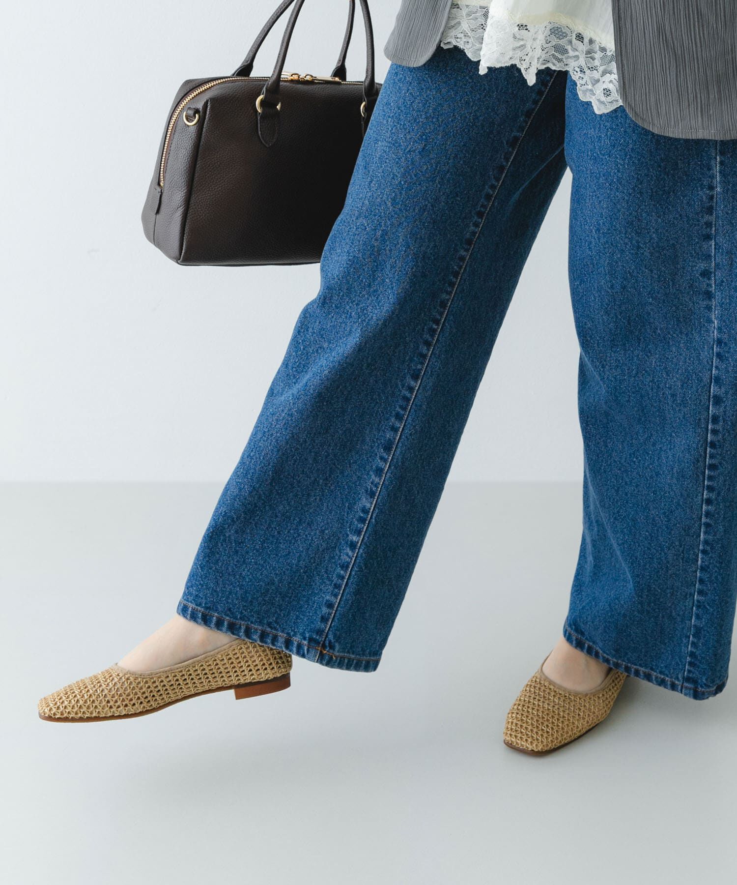 RODE SKO「『MADE IN JAPAN』 スクエアメッシュフラットシューズ」|バレエシューズ|