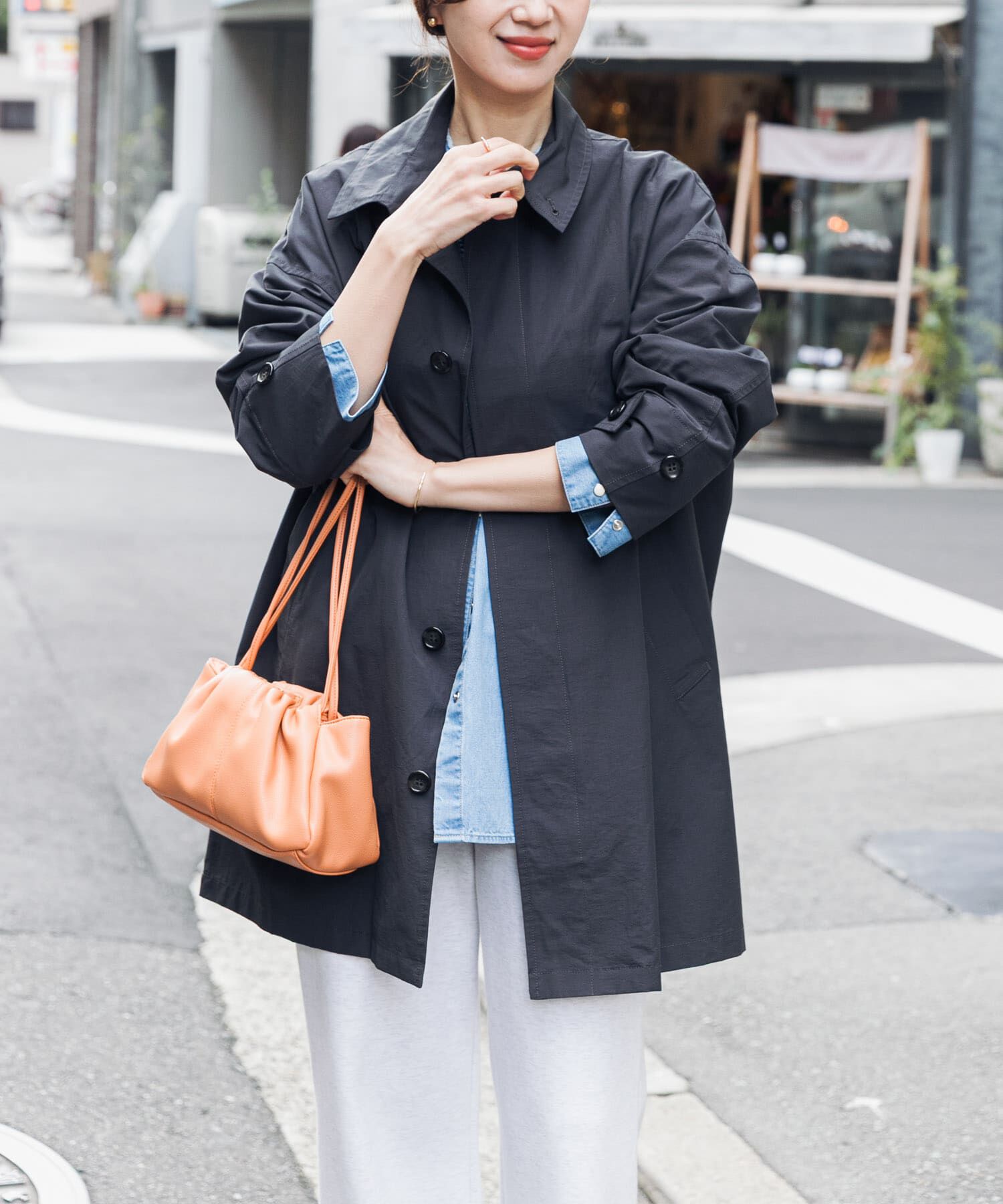 URBAN RESEARCH DOORS「『撥水』スタンドミドルコート」|ステンカラーコート|