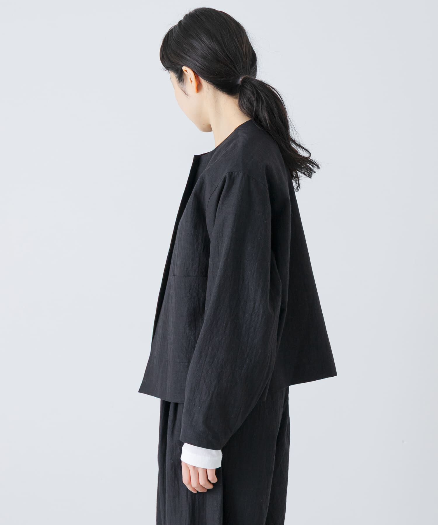 かぐれ「『セットアップ対応』 ノーカラーショートジャケット」|ノーカラージャケット|