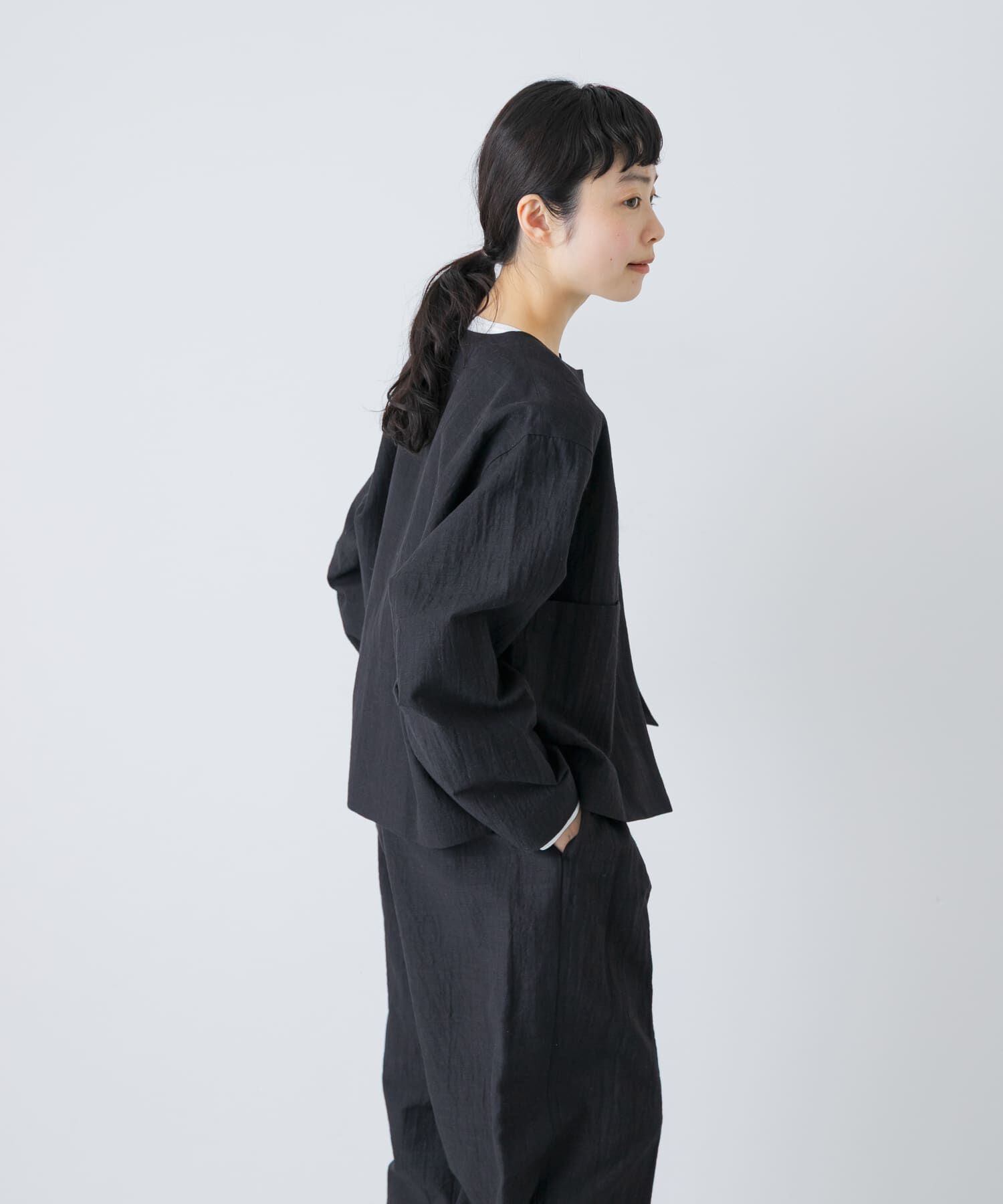 かぐれ「『セットアップ対応』 ノーカラーショートジャケット」|ノーカラージャケット|