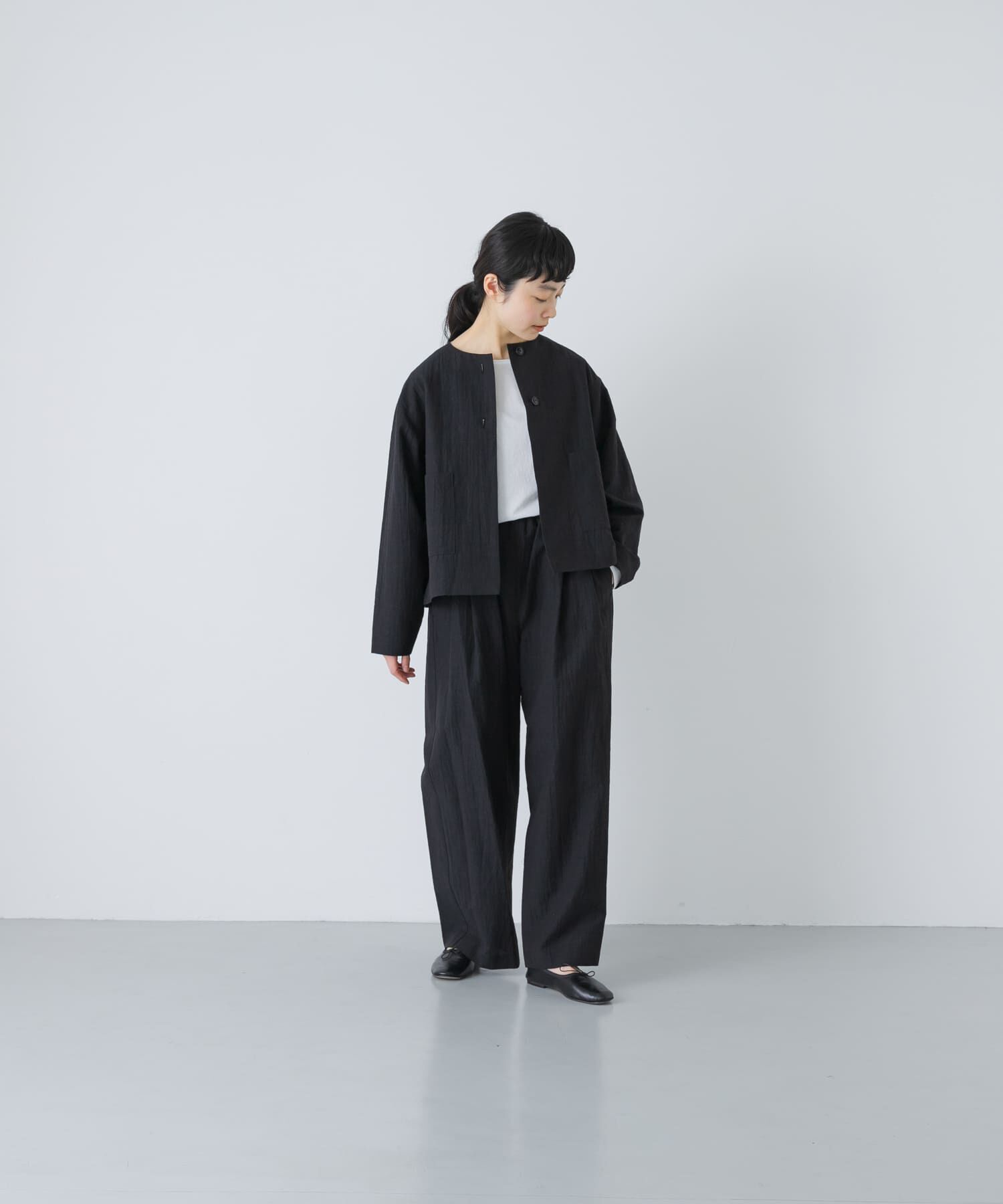 かぐれ「『セットアップ対応』 ノーカラーショートジャケット」|ノーカラージャケット|