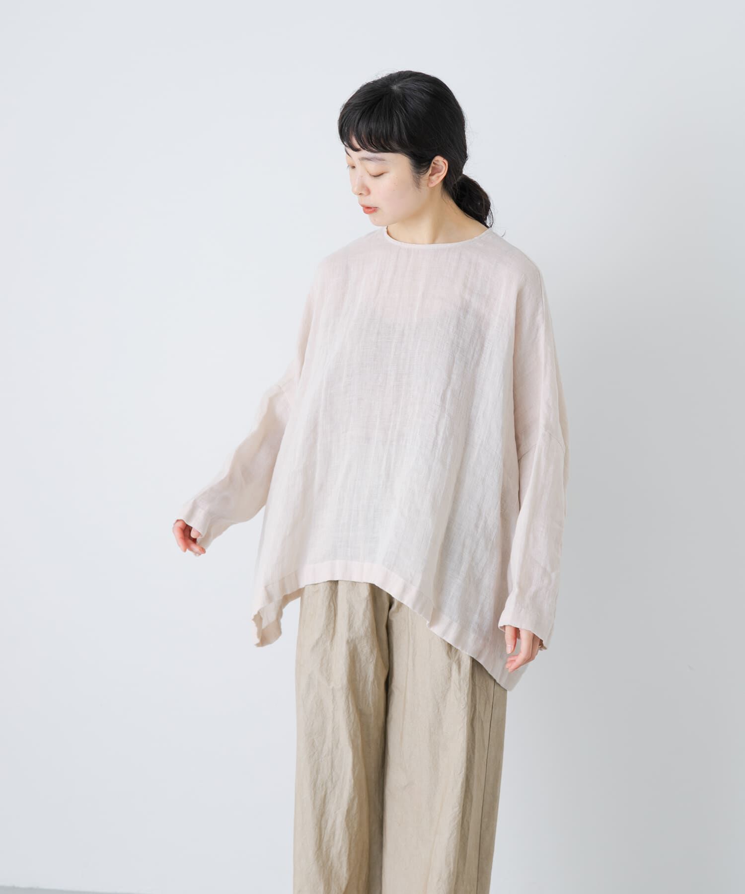 かぐれ「リネンボイルワイドプルオーバー」|シャツ・ブラウス|