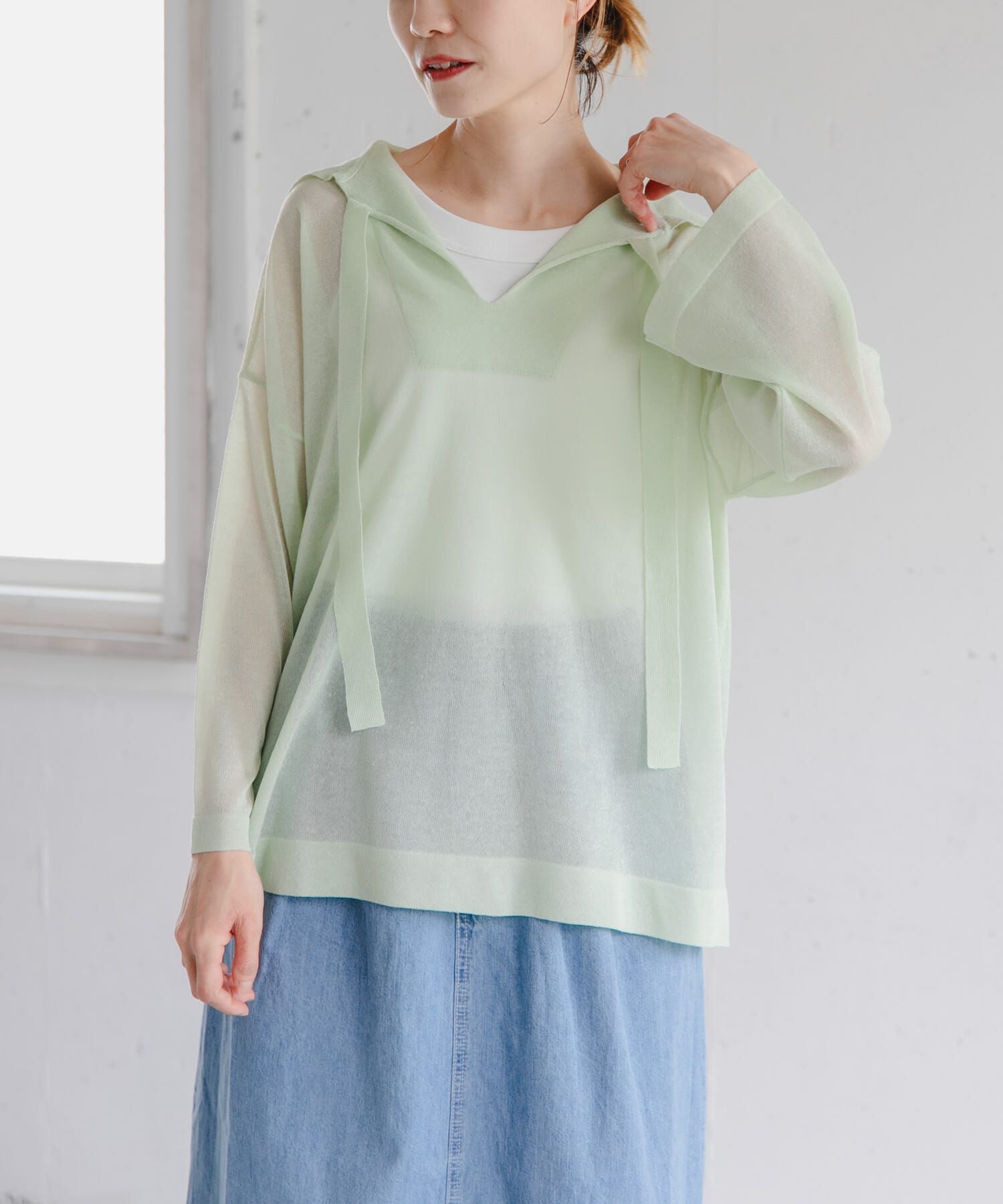 URBAN RESEARCH DOORS「FORK&SPOON　セーラーカラーシアーニットプルオーバー」|その他|