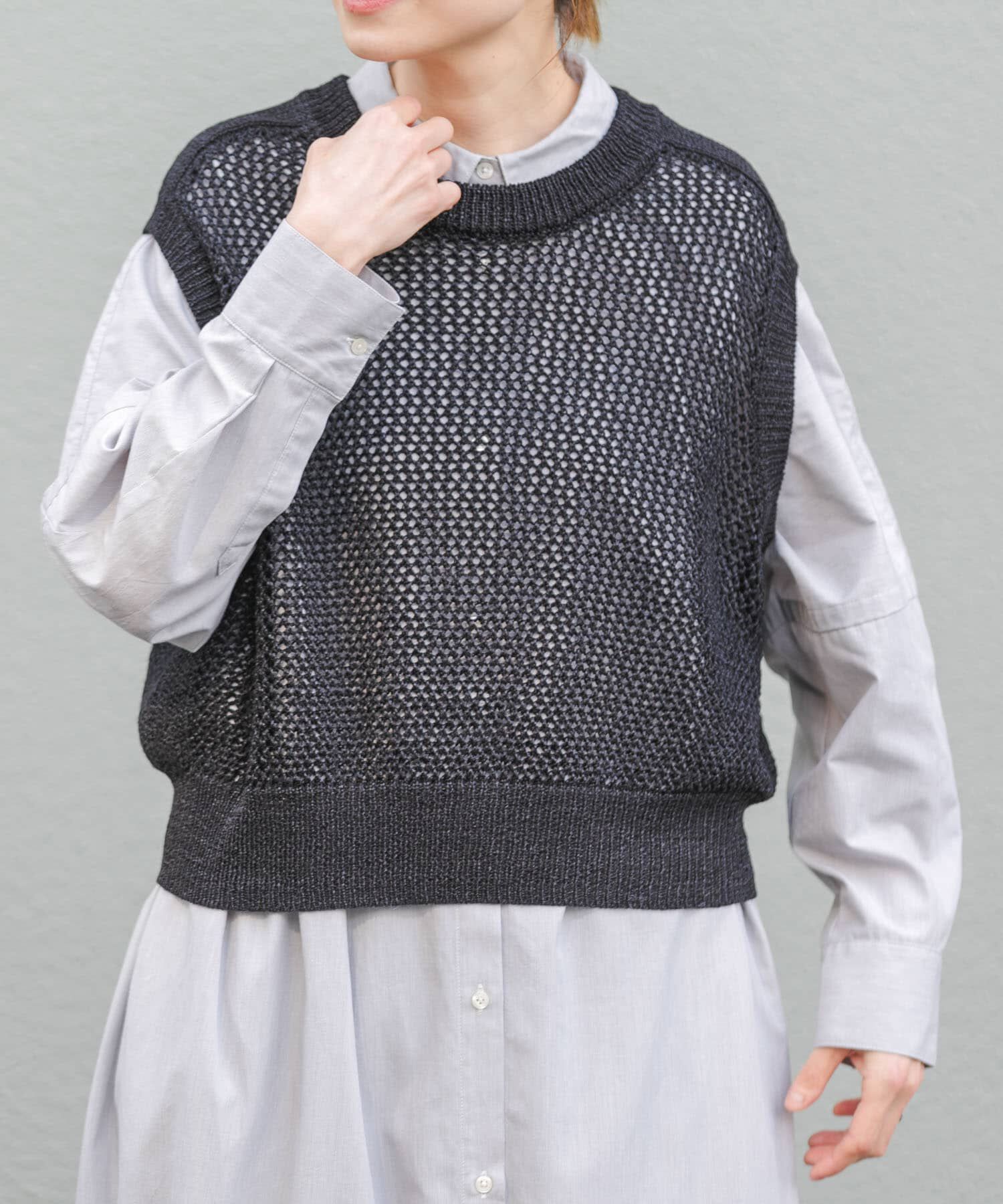 URBAN RESEARCH DOORS「FORK&SPOON　ペーパーメッシュニットベスト」|ベスト・ジレ|