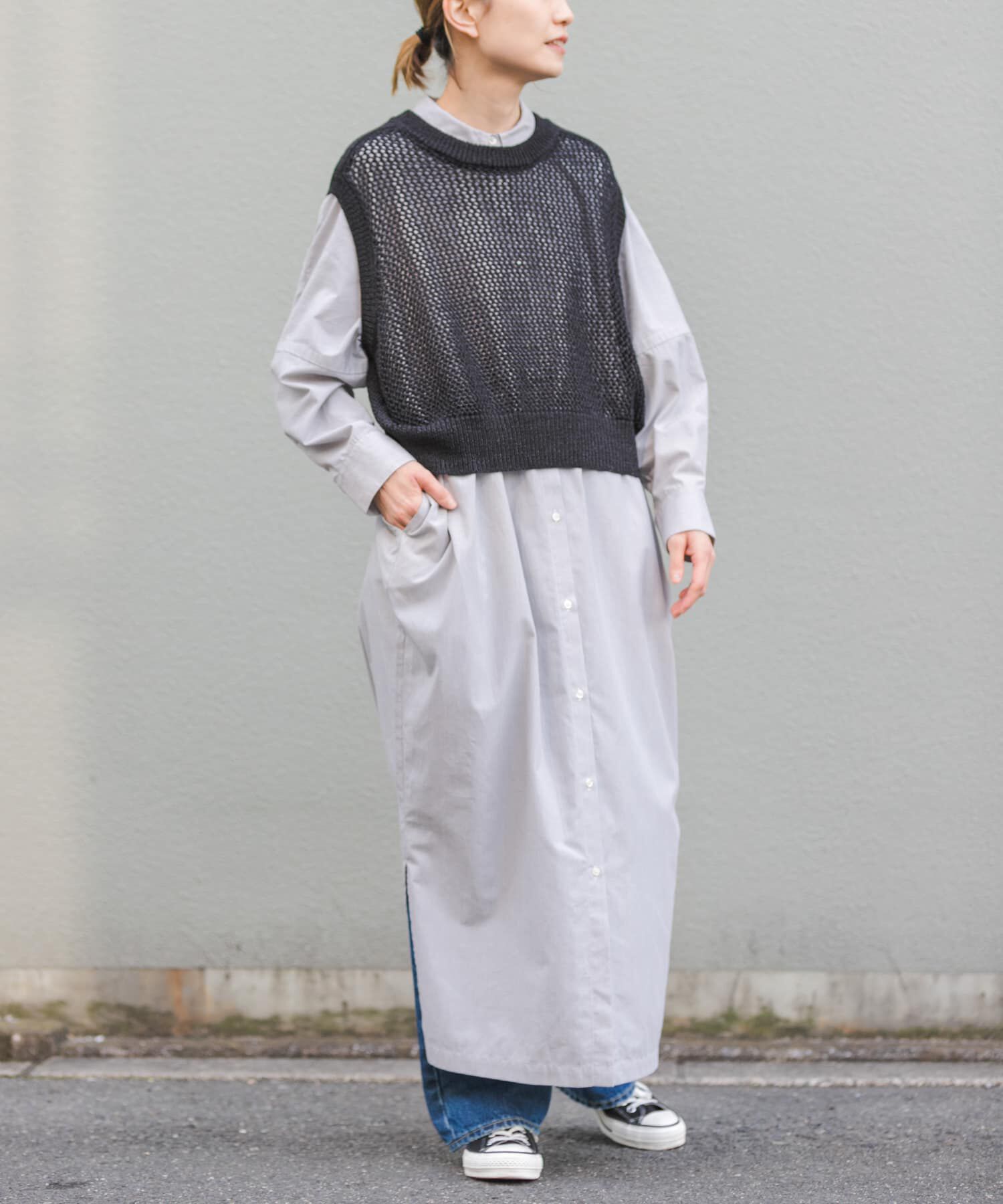 URBAN RESEARCH DOORS「FORK&SPOON　ペーパーメッシュニットベスト」|ベスト・ジレ|