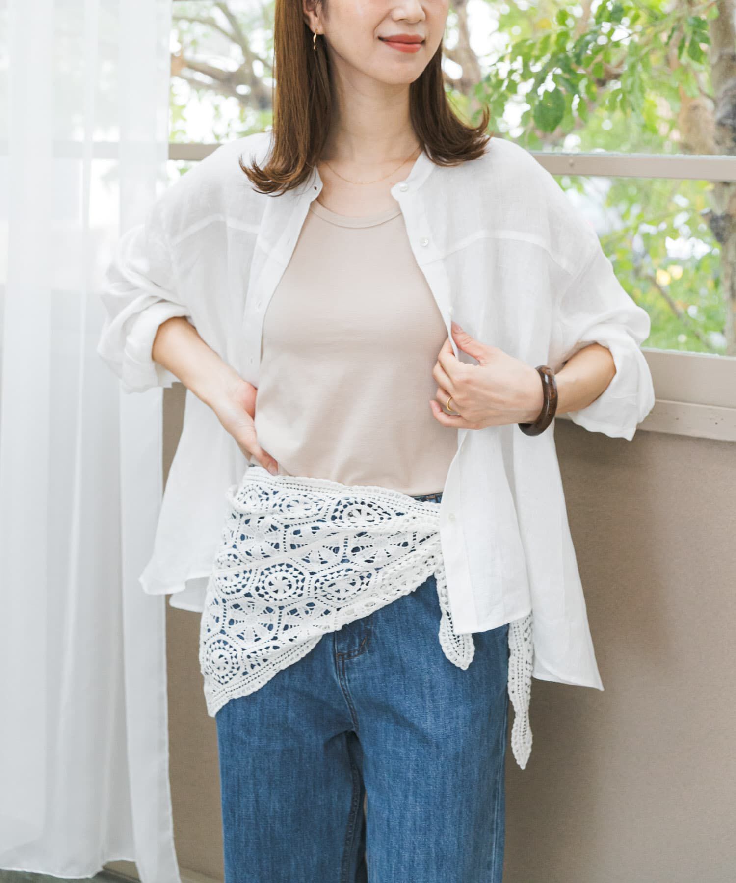 URBAN RESEARCH DOORS「リネンカーブスリーブブラウス」|シャツ・ブラウス|