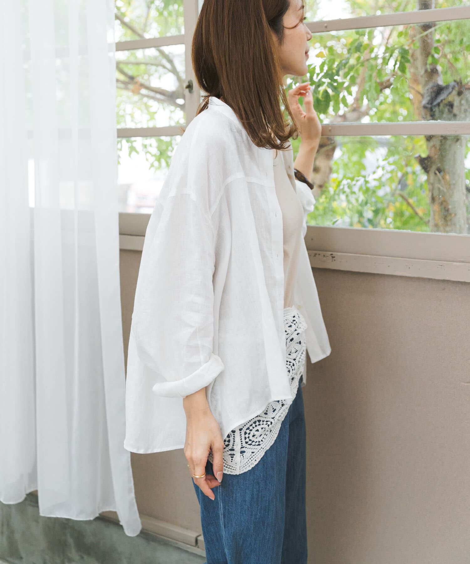 URBAN RESEARCH DOORS「リネンカーブスリーブブラウス」|シャツ・ブラウス|