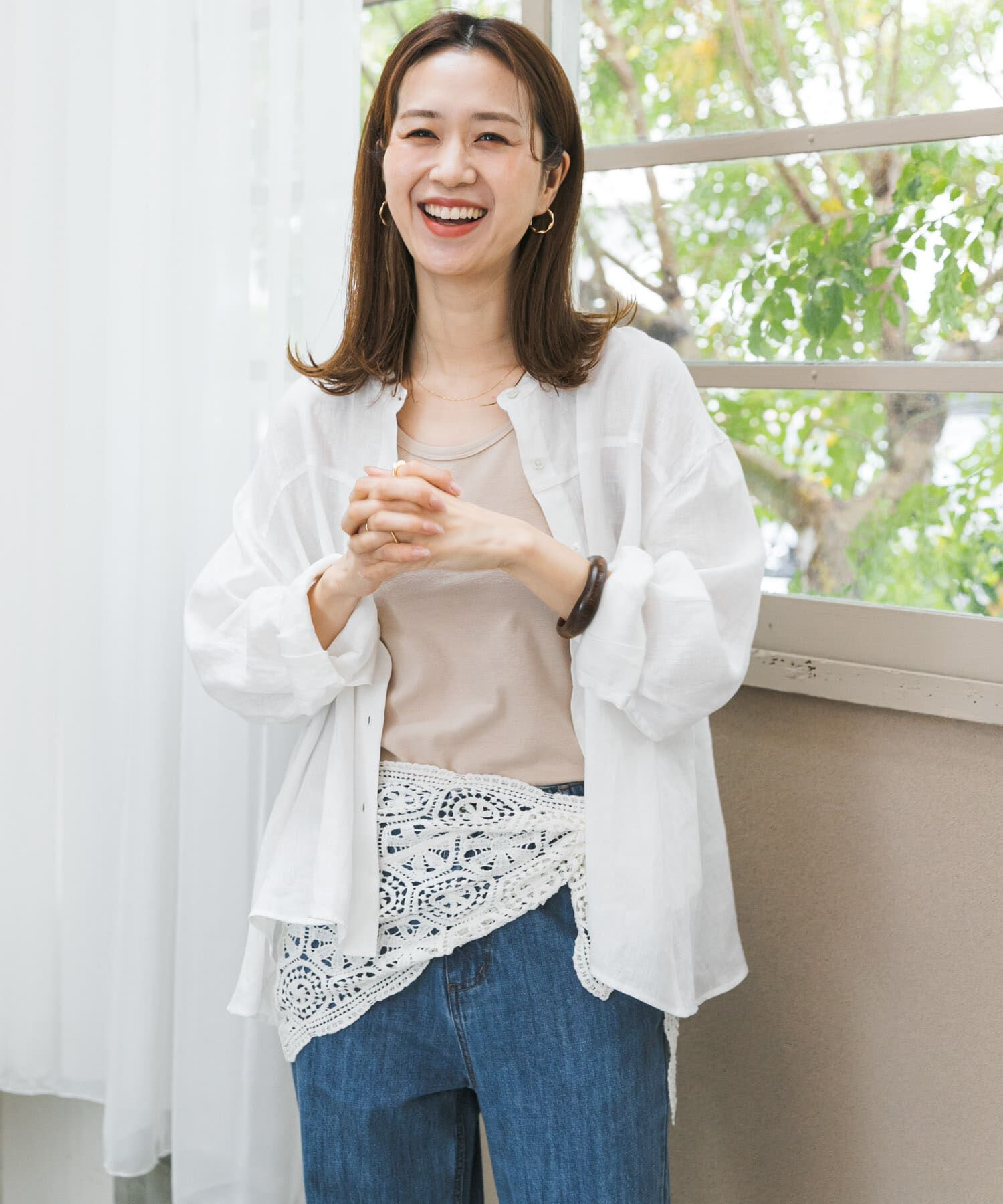 URBAN RESEARCH DOORS「リネンカーブスリーブブラウス」|シャツ・ブラウス|