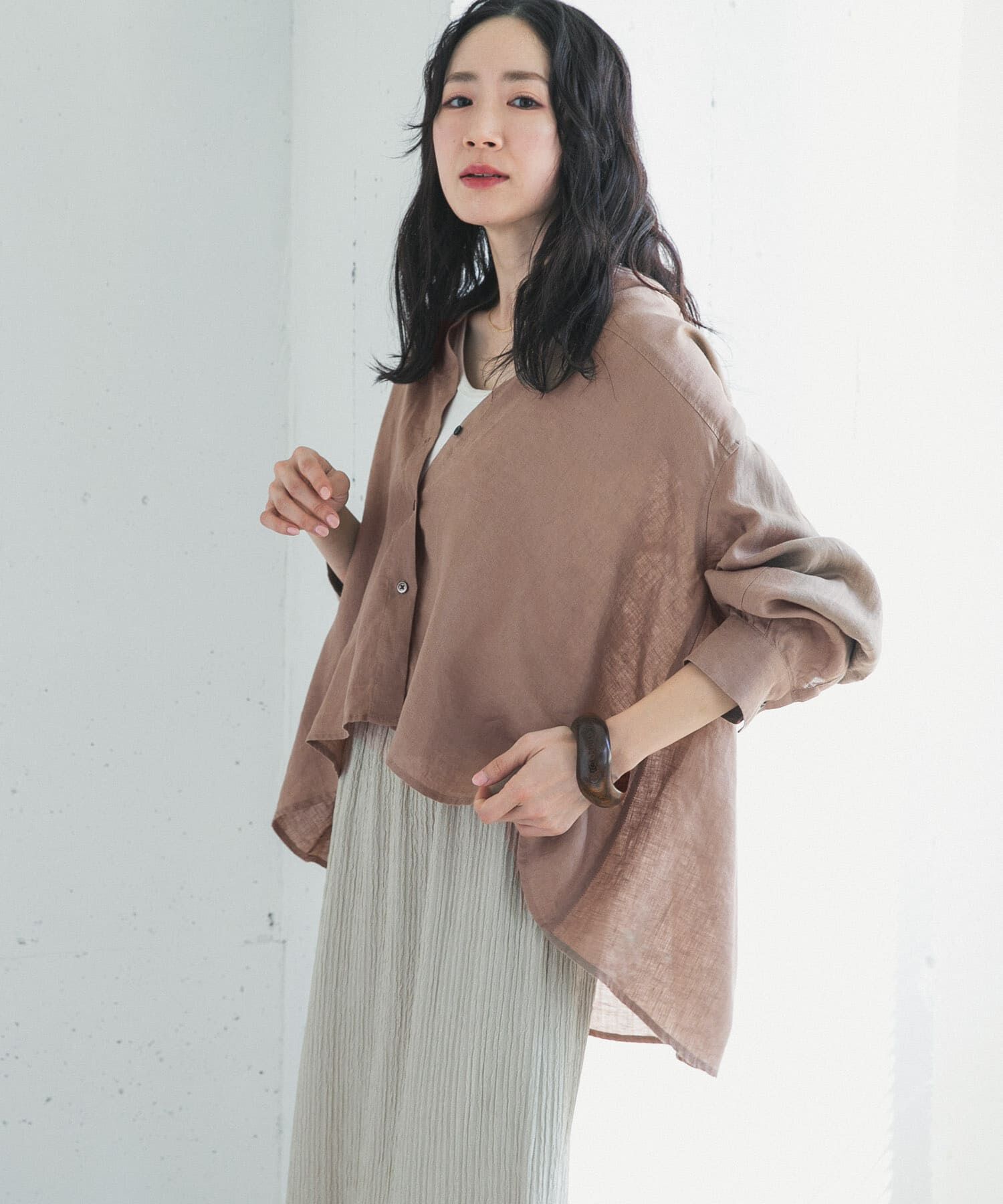 URBAN RESEARCH DOORS「リネンカーブスリーブブラウス」|シャツ・ブラウス|