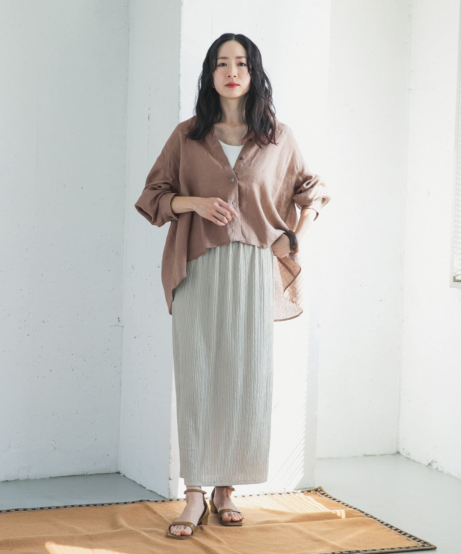 URBAN RESEARCH DOORS「リネンカーブスリーブブラウス」|シャツ・ブラウス|