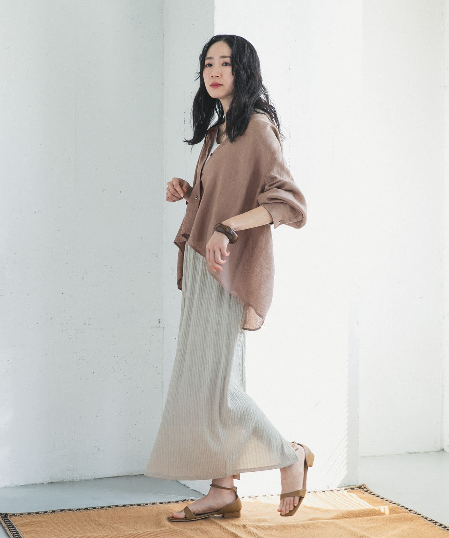 URBAN RESEARCH DOORS「リネンカーブスリーブブラウス」|シャツ・ブラウス|