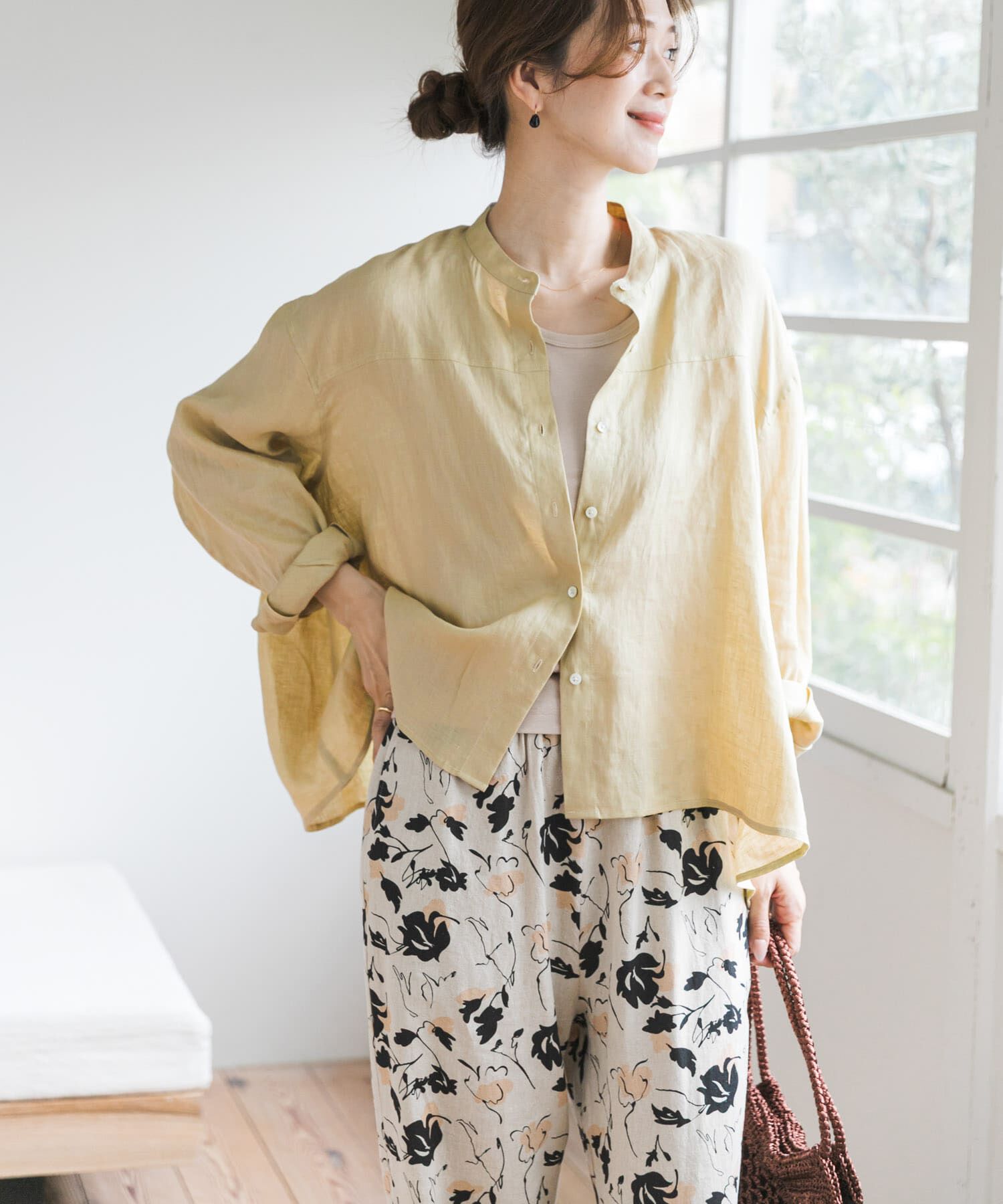 URBAN RESEARCH DOORS「リネンカーブスリーブブラウス」|シャツ・ブラウス|