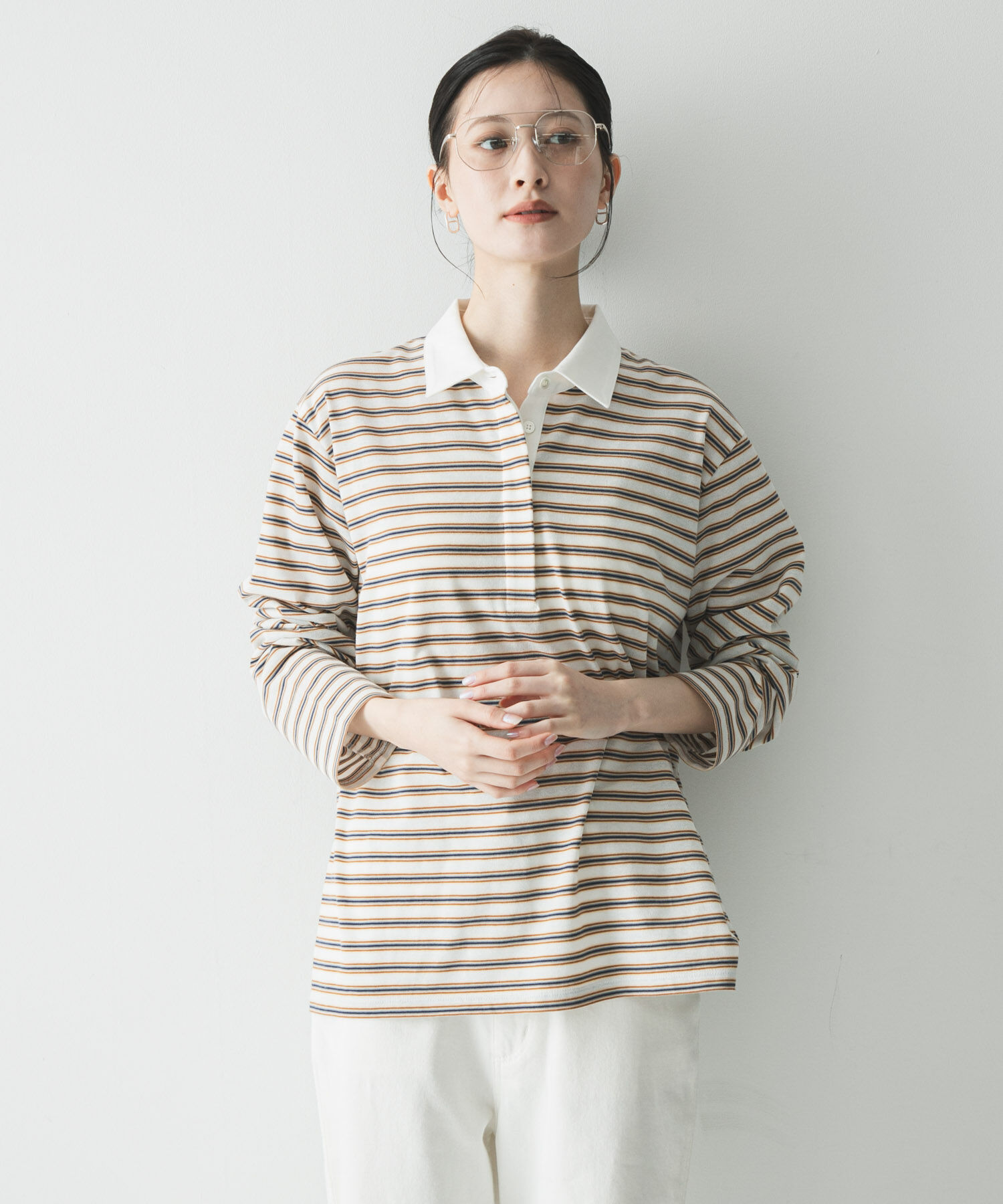 URBAN RESEARCH「シャツカラーマルチボーダーカットソー」|シャツ・ブラウス|