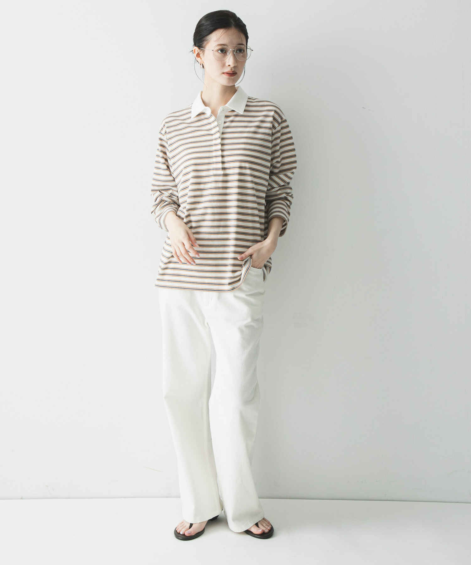 URBAN RESEARCH「シャツカラーマルチボーダーカットソー」|シャツ・ブラウス|