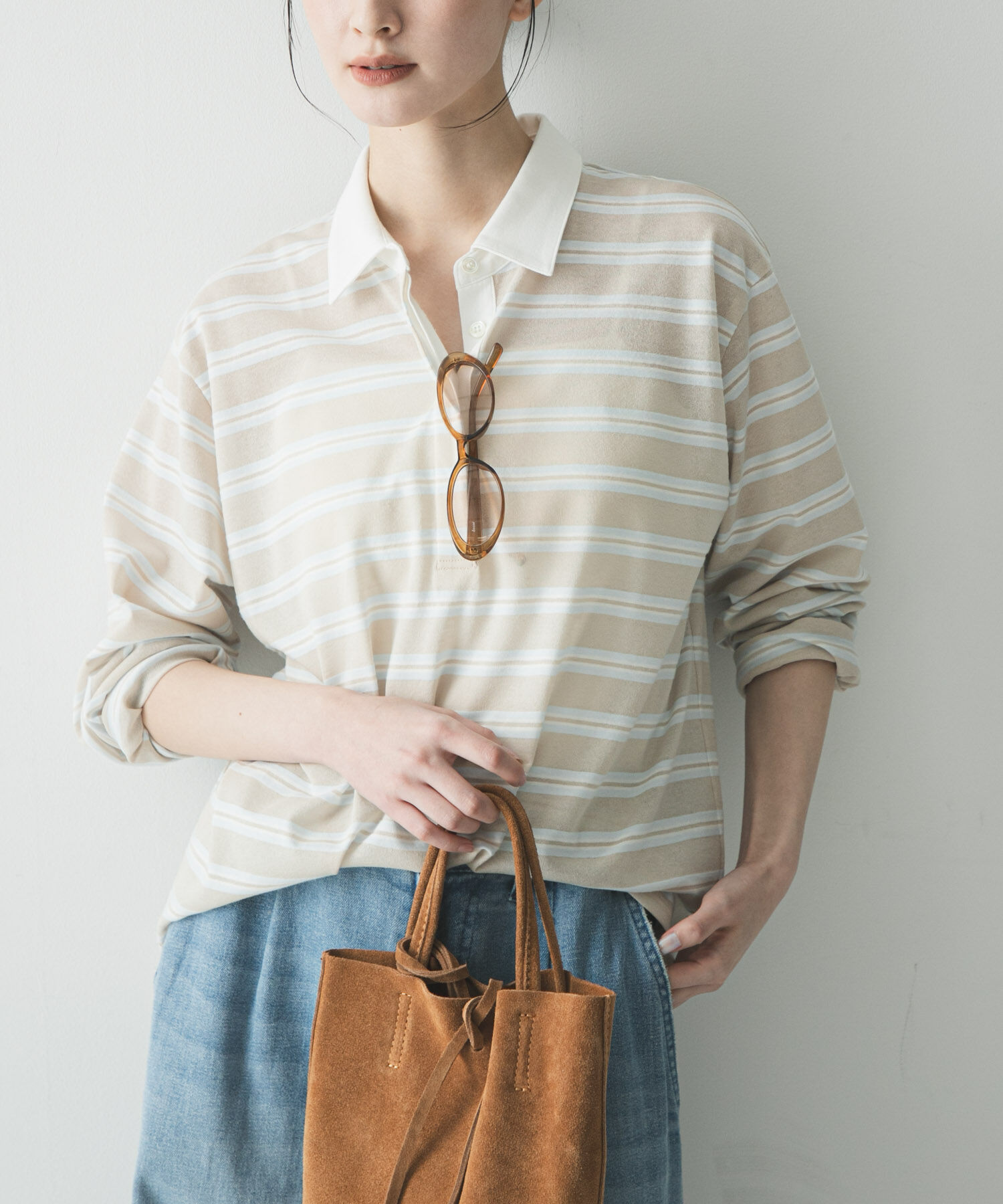 URBAN RESEARCH「シャツカラーマルチボーダーカットソー」|シャツ・ブラウス|