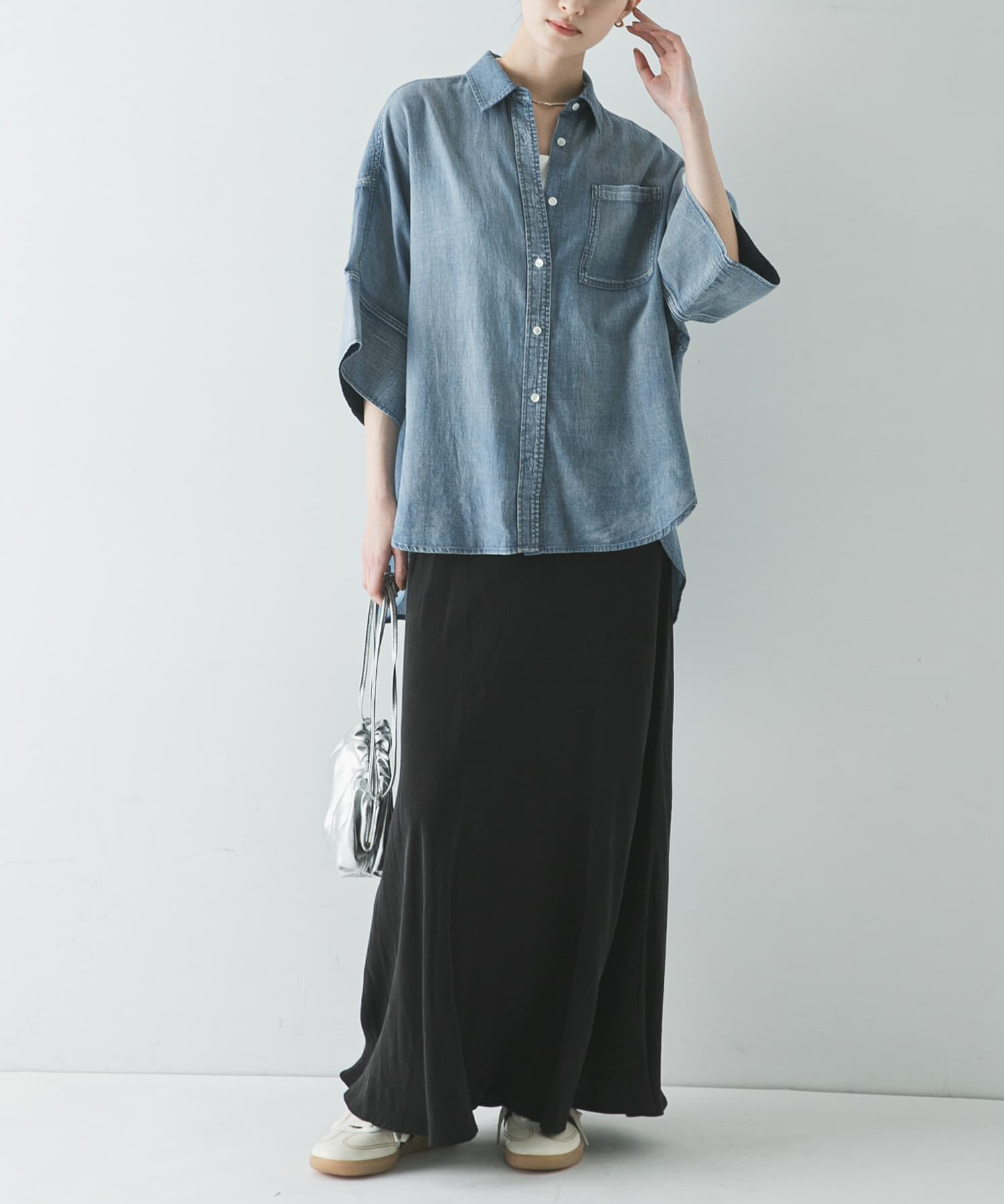 URBAN RESEARCH「ハーフスリーブシアーデニムシャツ」|シャツ・ブラウス|