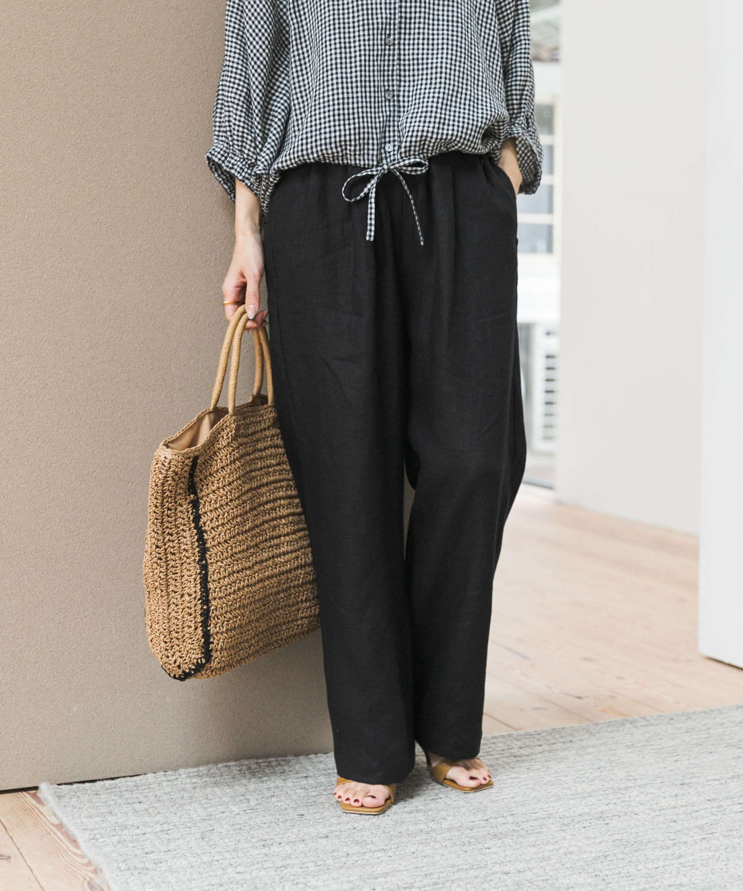 URBAN RESEARCH DOORS「リネンイージーパンツ」|その他|ブラック