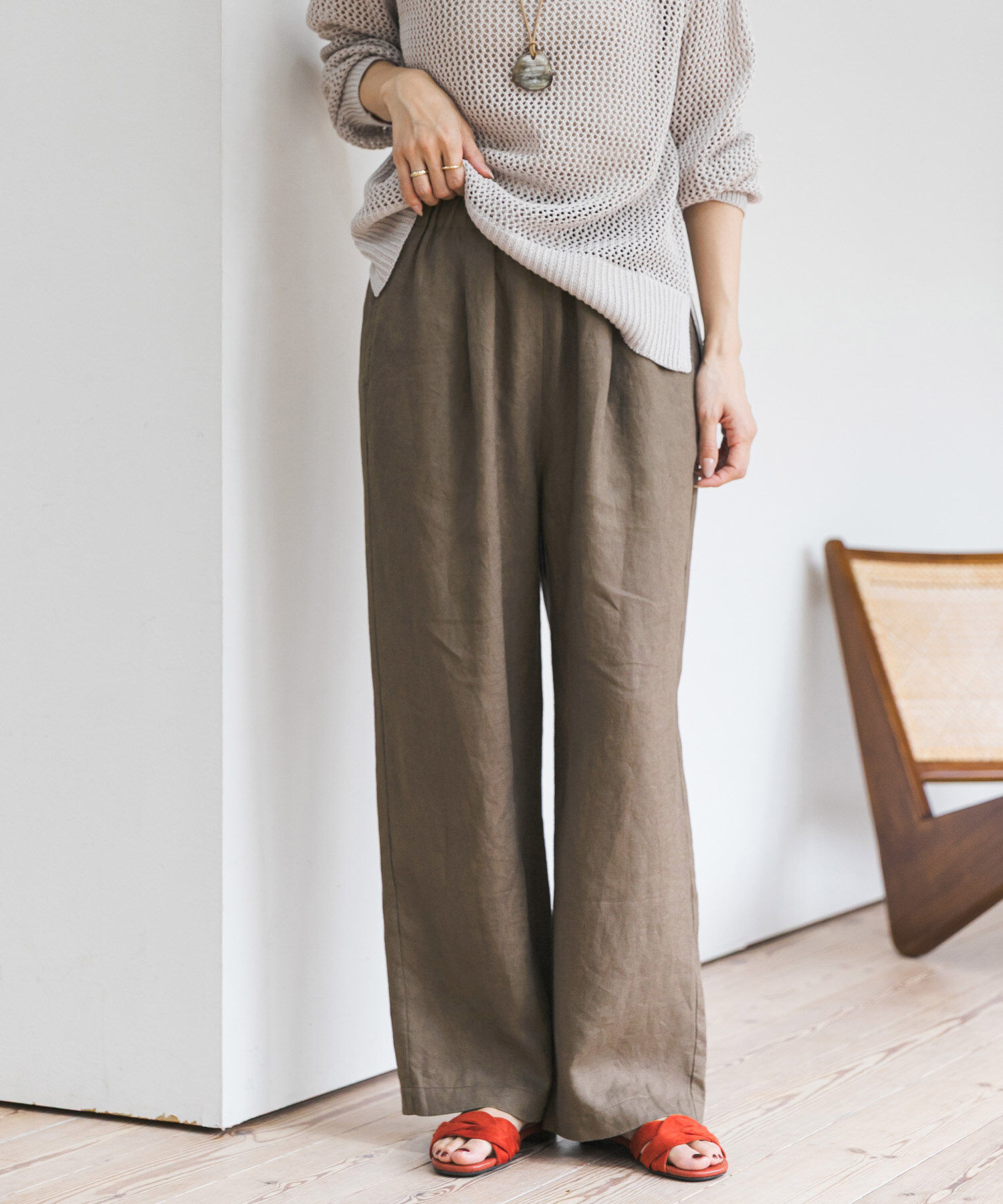 URBAN RESEARCH DOORS「リネンイージーパンツ」|その他|モカ