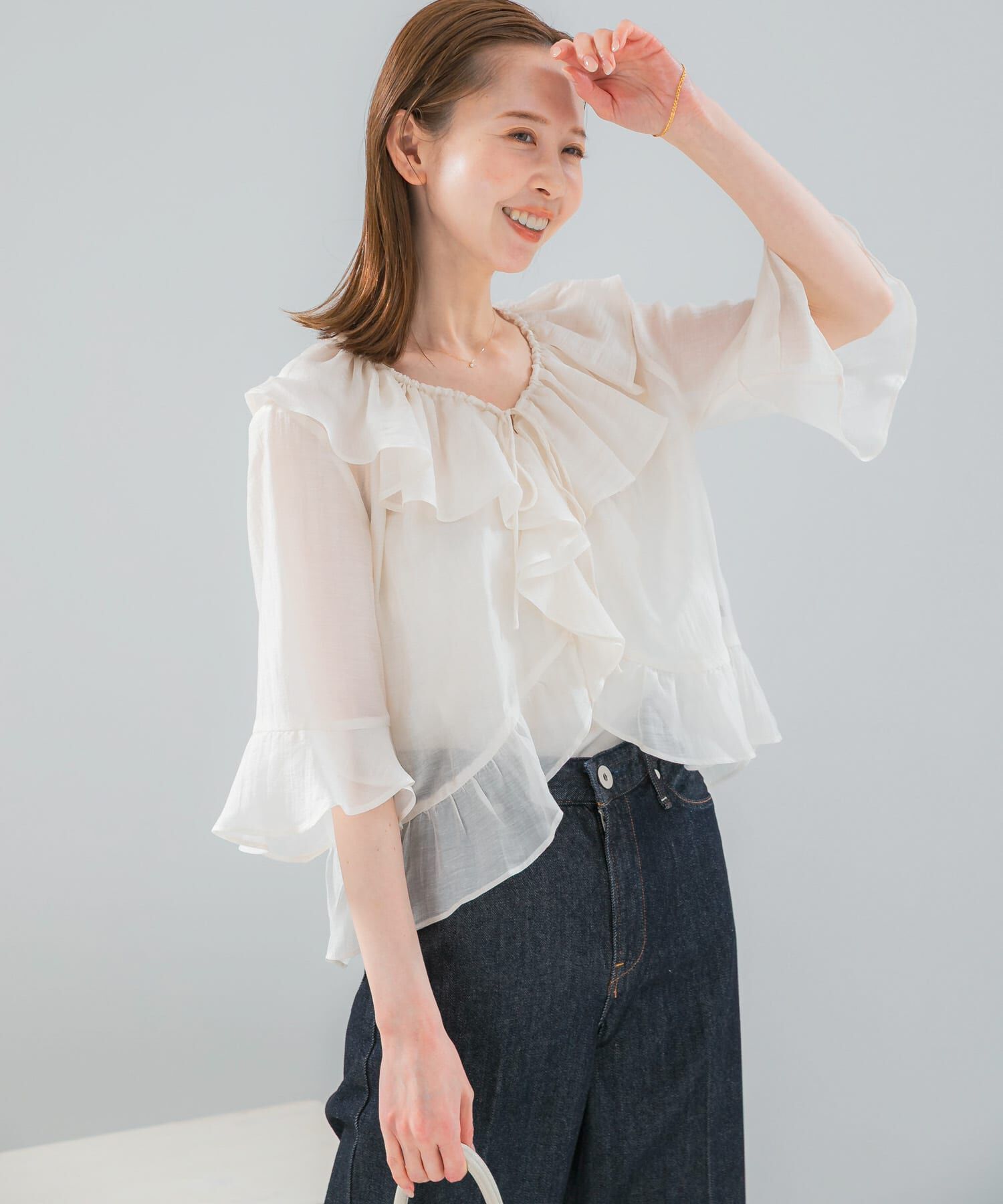 URBAN RESEARCH ROSSO「シアーフリルブラウス」|シャツ・ブラウス|