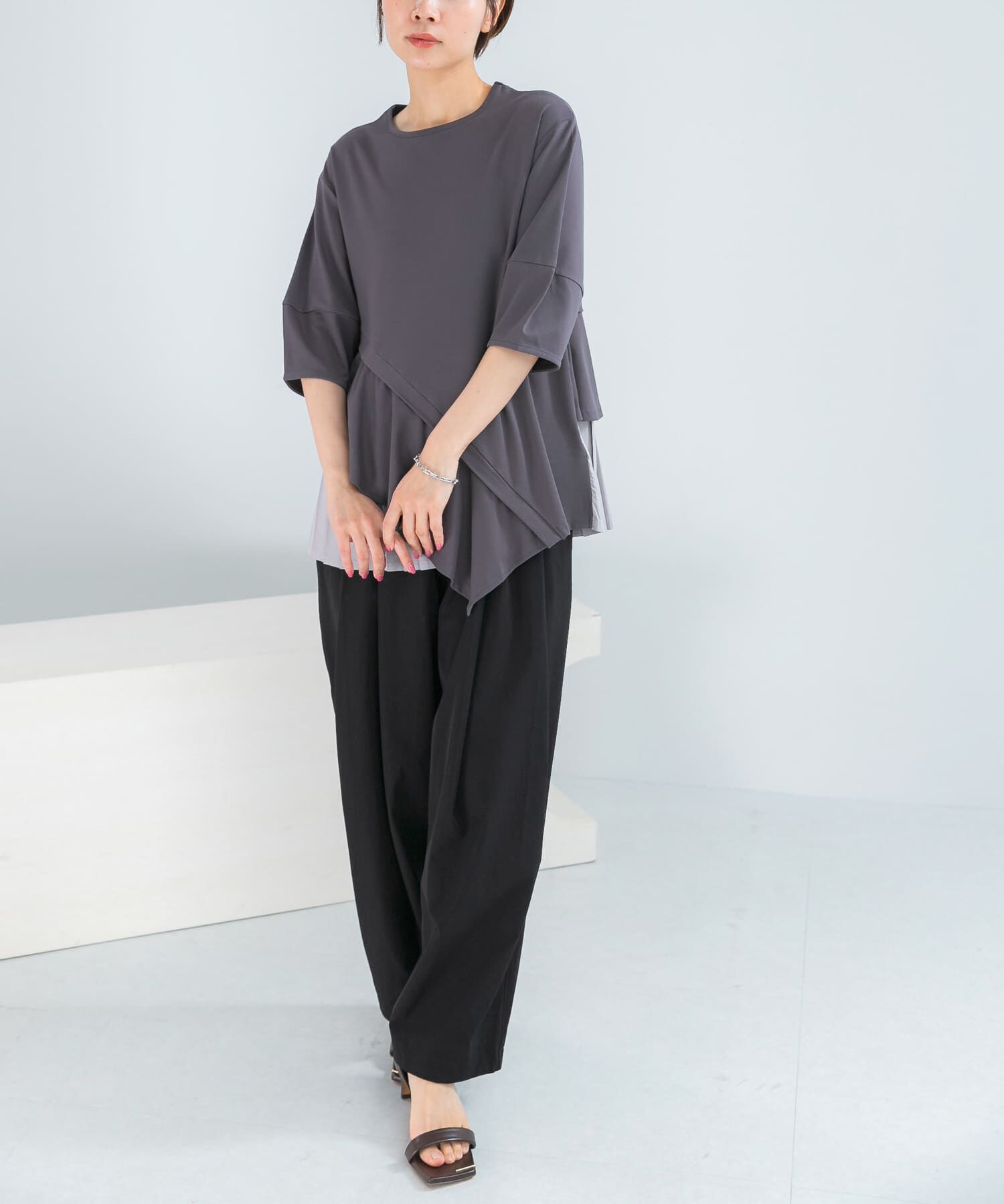 URBAN RESEARCH ROSSO「ELENDEEK　SLIDE FLARE DOCKING CUT AND SEWN」|Tシャツ・カットソー|