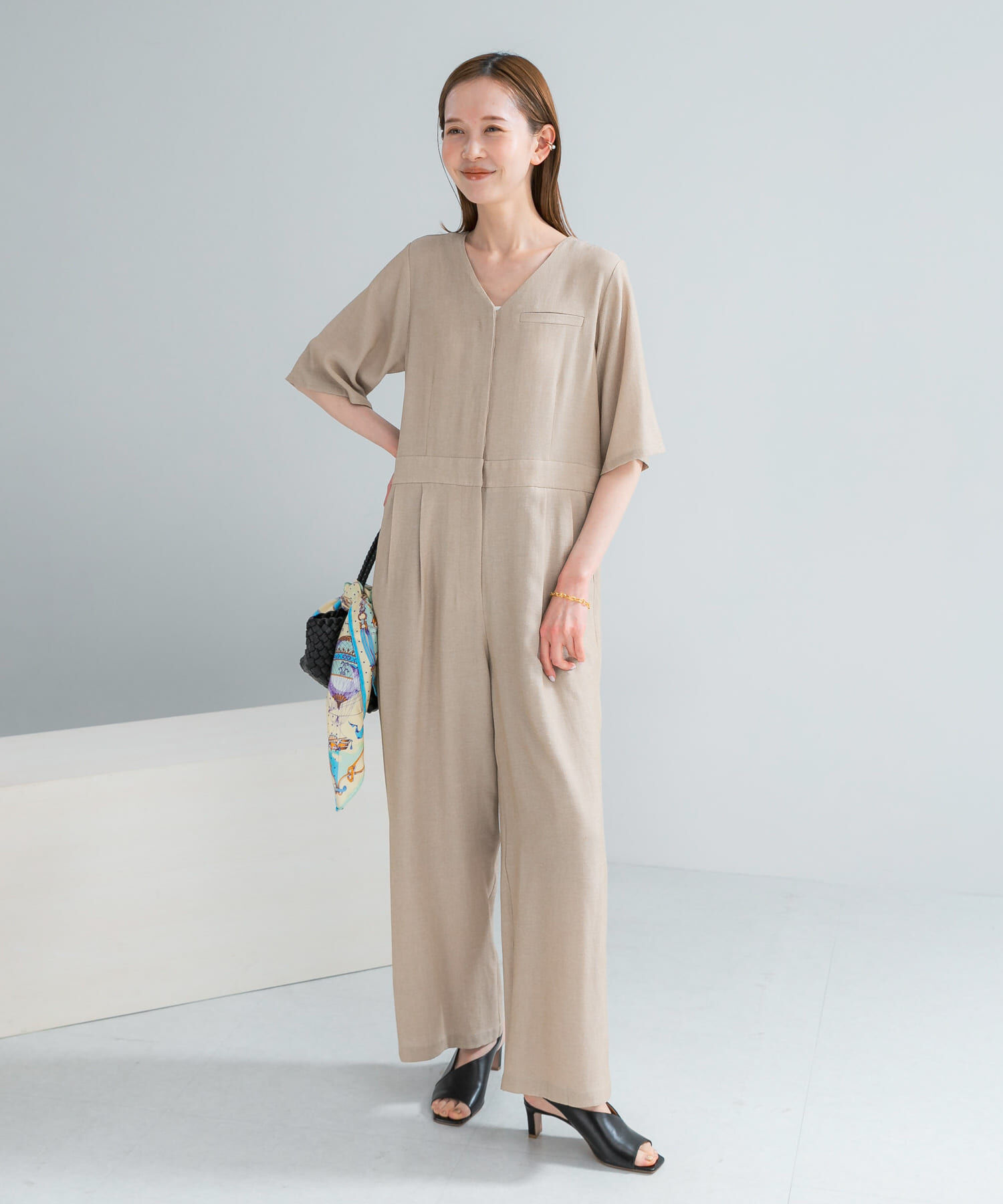 URBAN RESEARCH ROSSO「リネンライク5分袖オールインワン」|オールインワン|