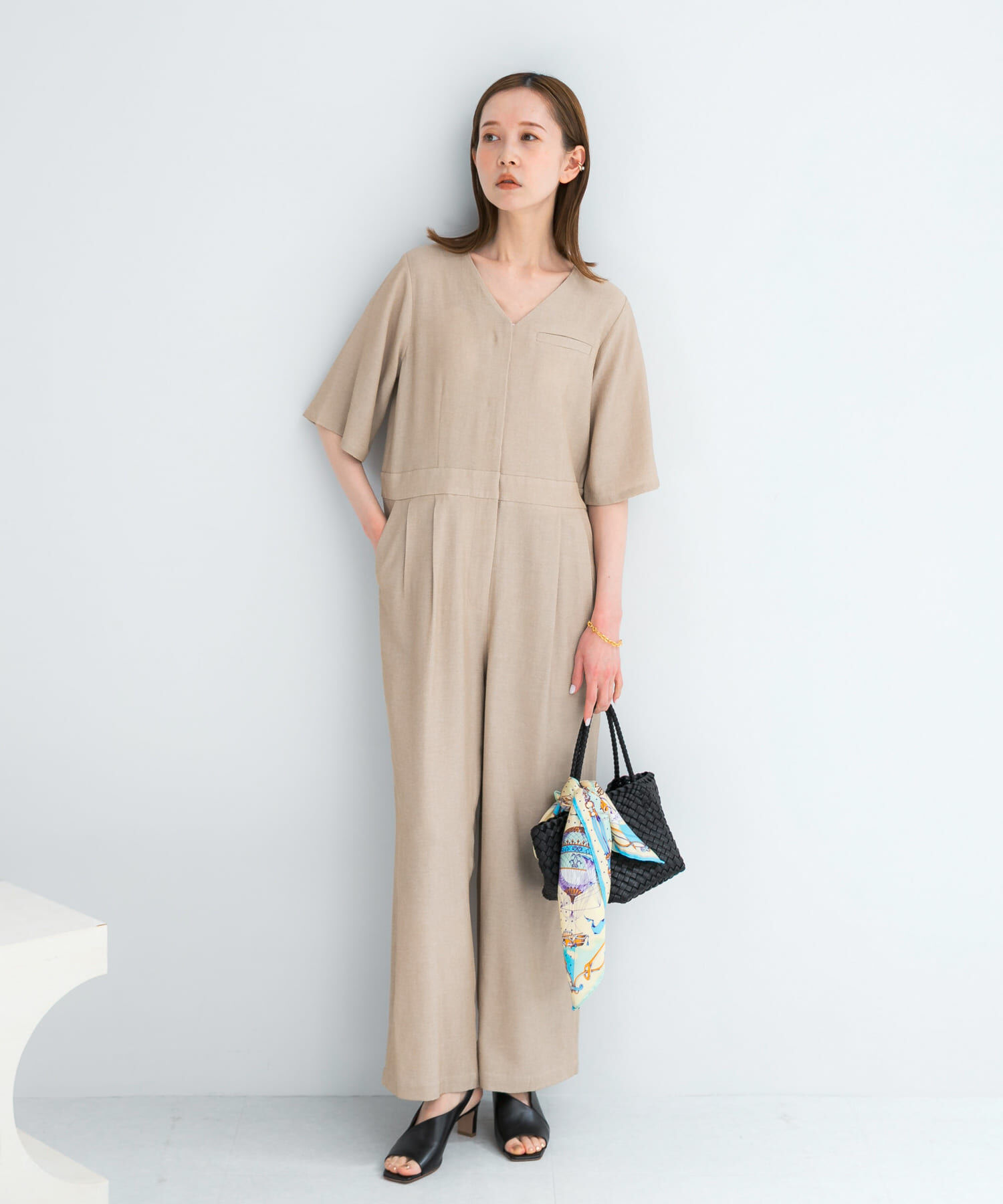 URBAN RESEARCH ROSSO「リネンライク5分袖オールインワン」|オールインワン|