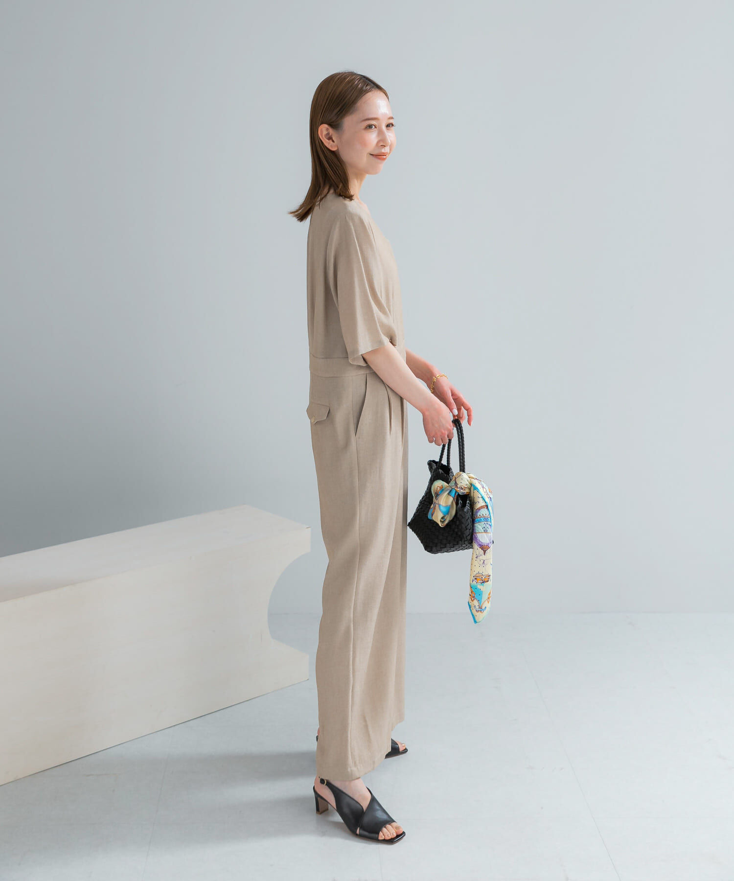 URBAN RESEARCH ROSSO「リネンライク5分袖オールインワン」|オールインワン|