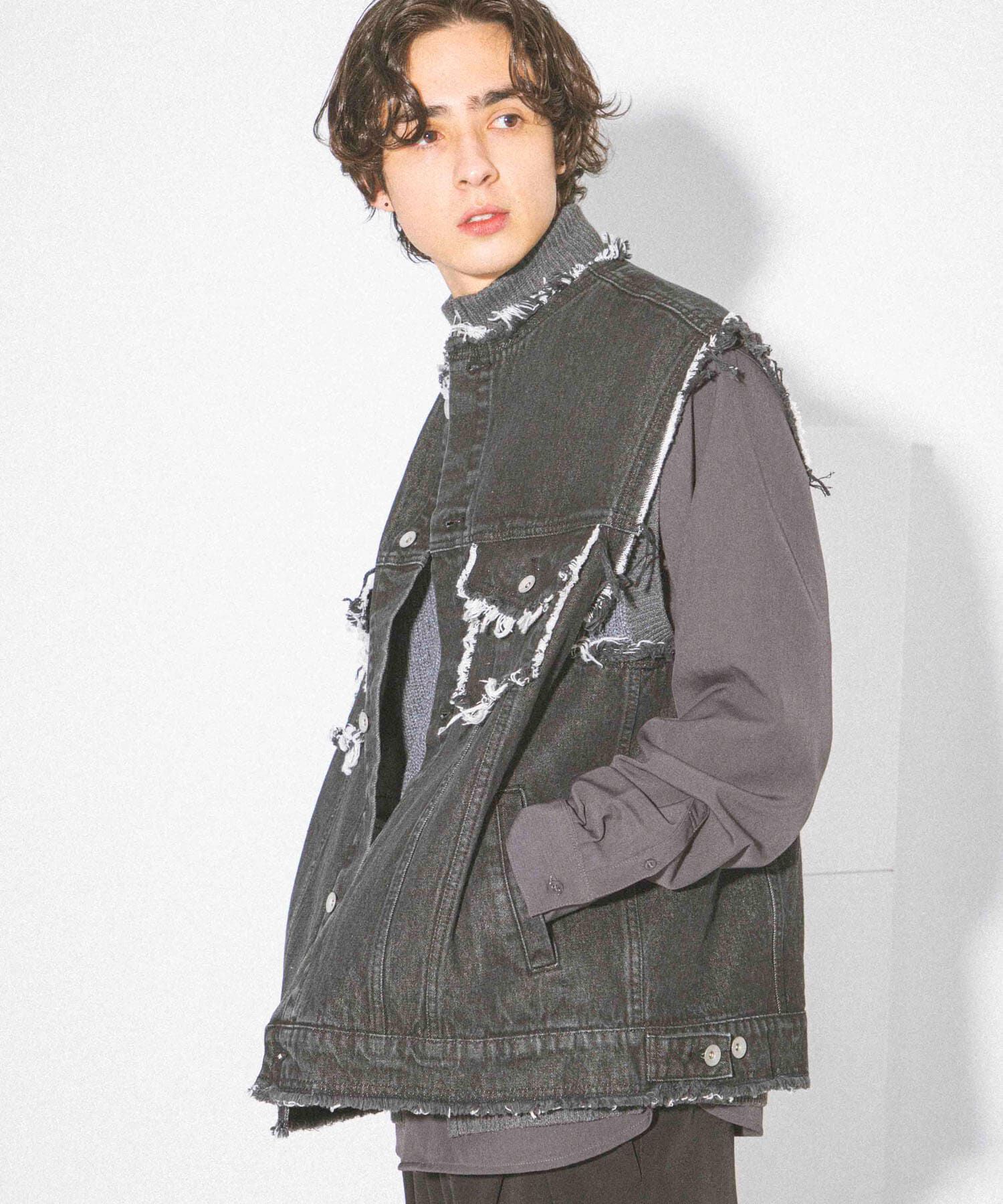 SENSE OF PLACE by URBAN RESEARCH「デニムフリンジベスト」|デニムジャケット|