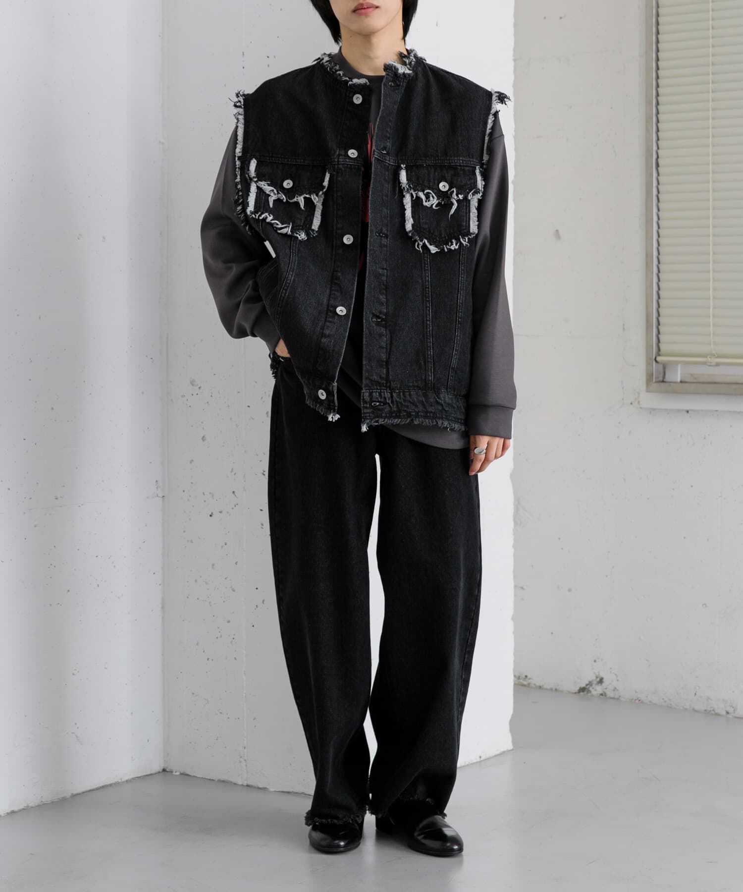 SENSE OF PLACE by URBAN RESEARCH「デニムフリンジベスト」|デニムジャケット|