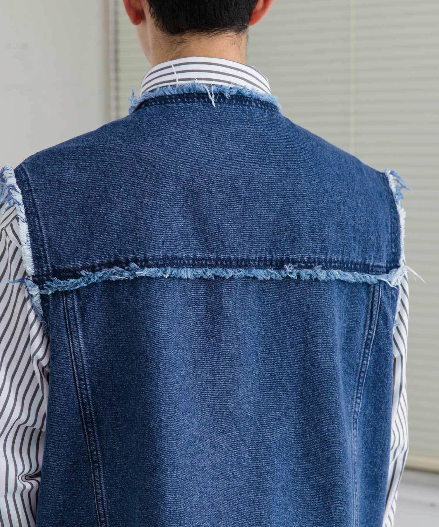 SENSE OF PLACE by URBAN RESEARCH「デニムフリンジベスト」|デニムジャケット|