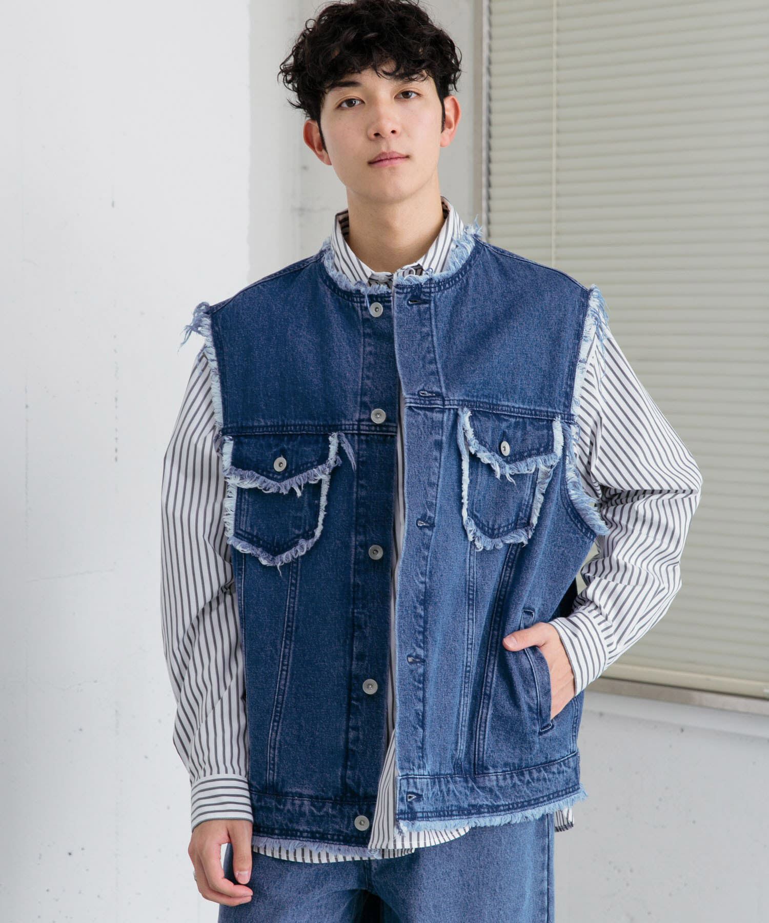 SENSE OF PLACE by URBAN RESEARCH「デニムフリンジベスト」|デニムジャケット|