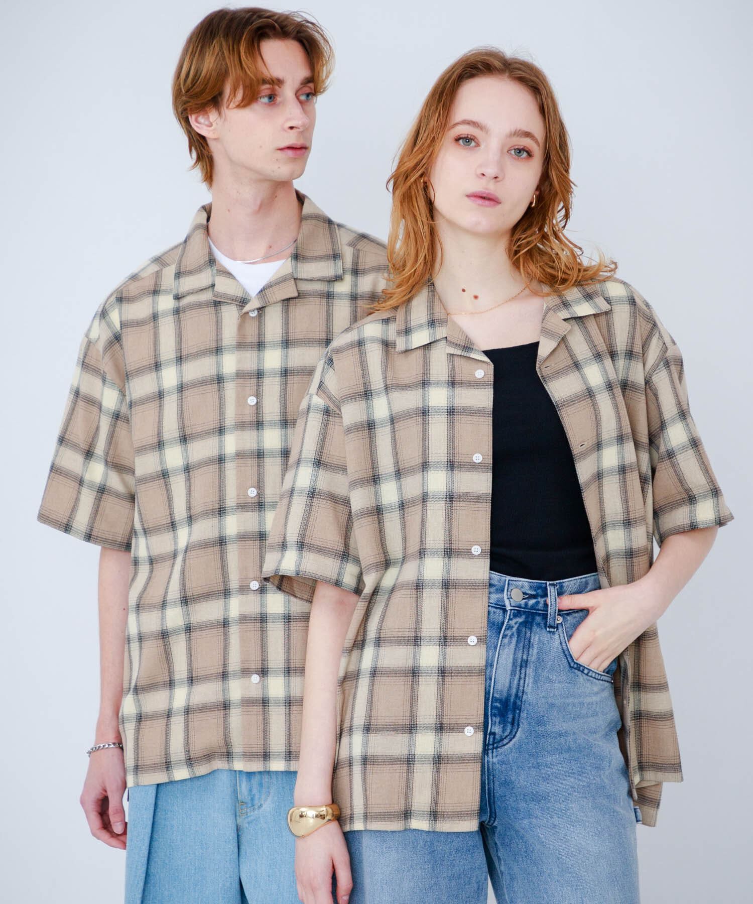 SENSE OF PLACE by URBAN RESEARCH「『Sサイズあり』『ユニセックス』オンブレチェックオープンカラーシャツ」|シャツ・ブラウス|