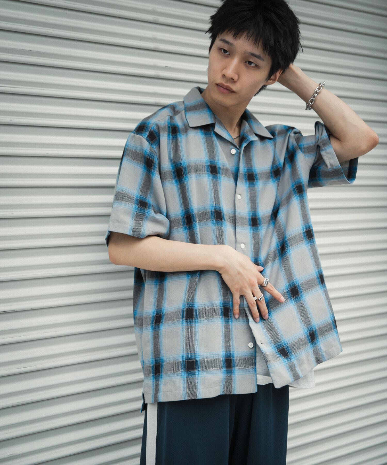 SENSE OF PLACE by URBAN RESEARCH「『Sサイズあり』『ユニセックス』オンブレチェックオープンカラーシャツ」|シャツ・ブラウス|