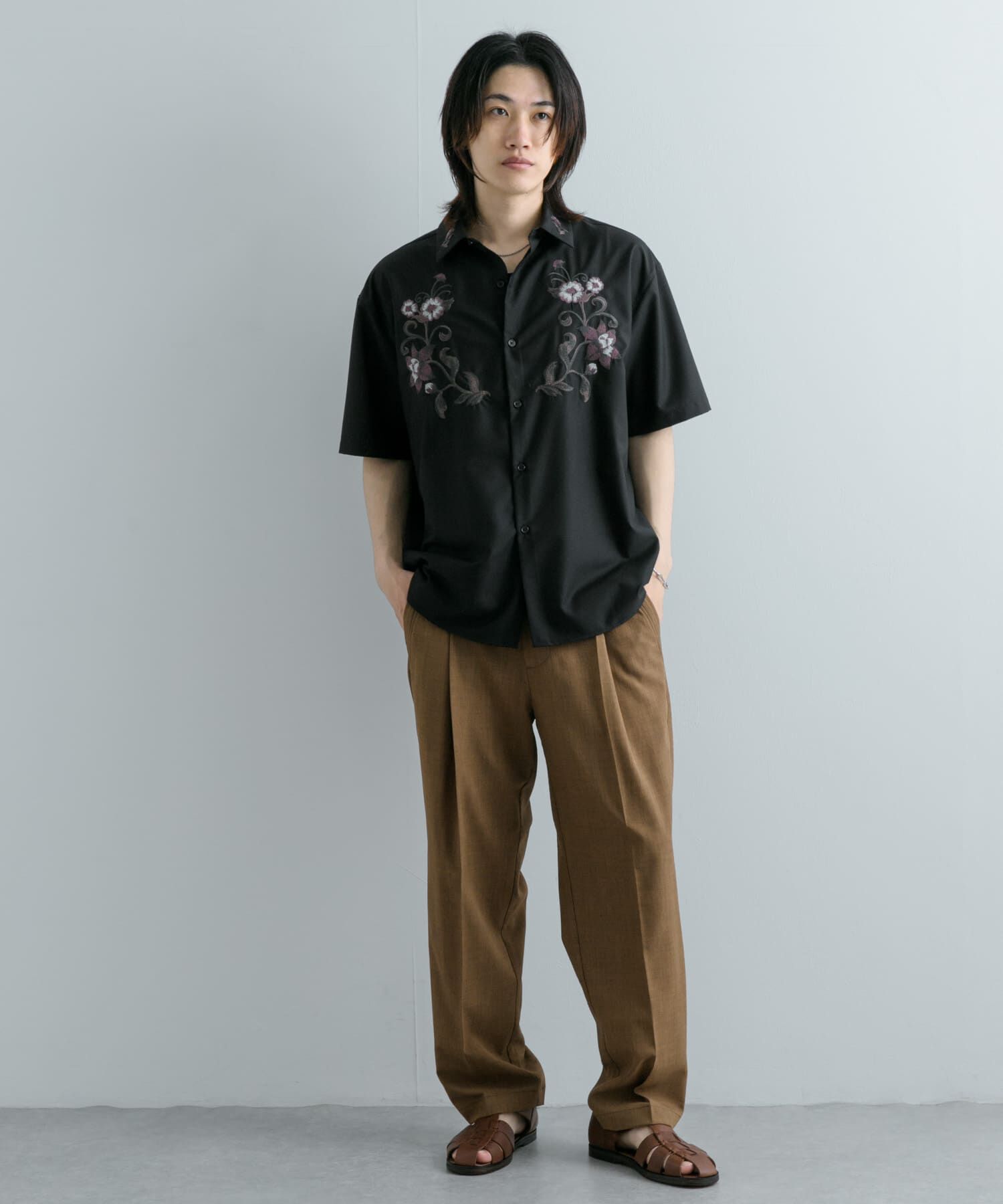 SENSE OF PLACE by URBAN RESEARCH「ボタニカルシシュウシャツ(5分袖)」|シャツ・ブラウス|