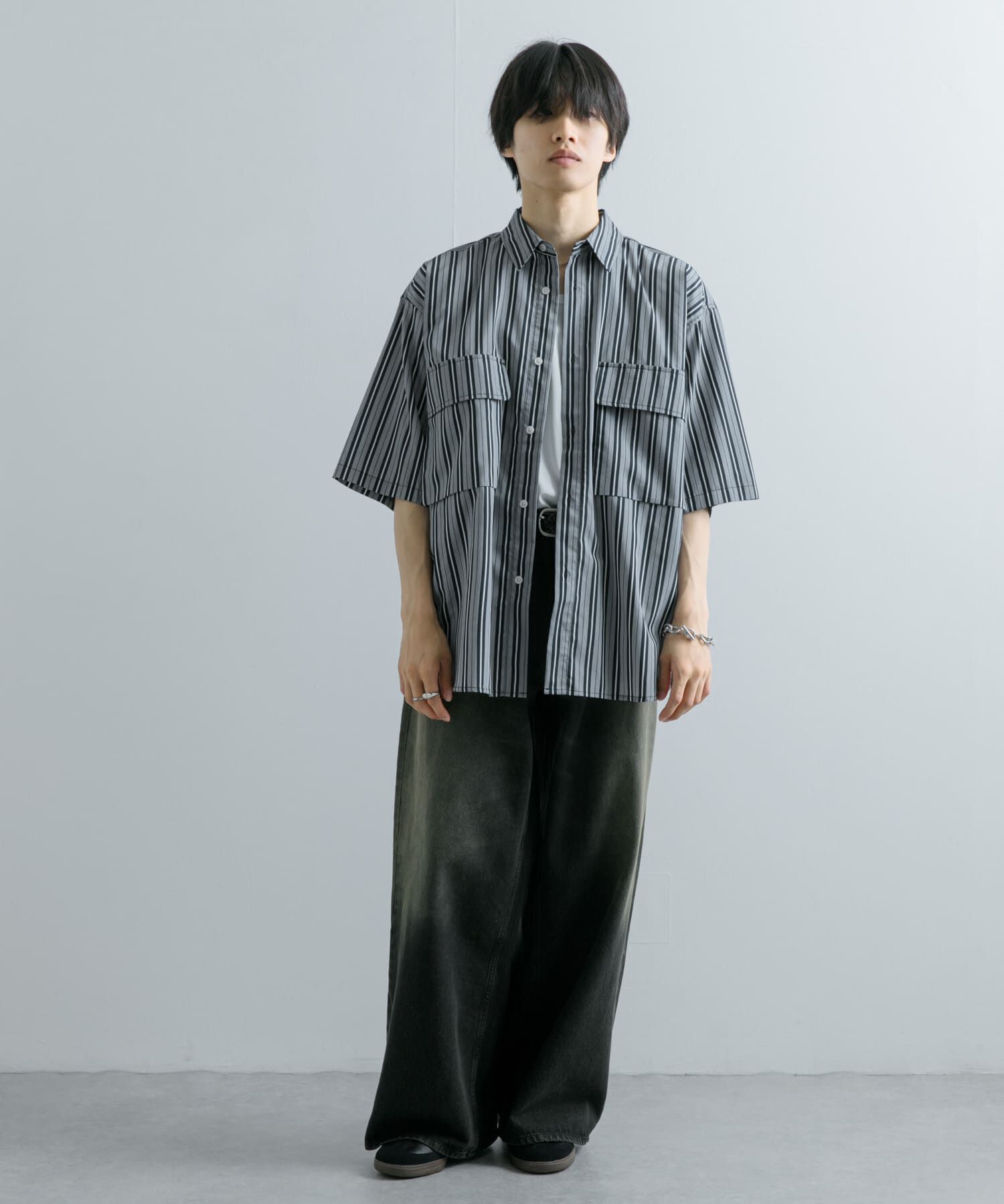 SENSE OF PLACE by URBAN RESEARCH「ストライプCPOルーズシャツ(5分袖)」|シャツ・ブラウス|