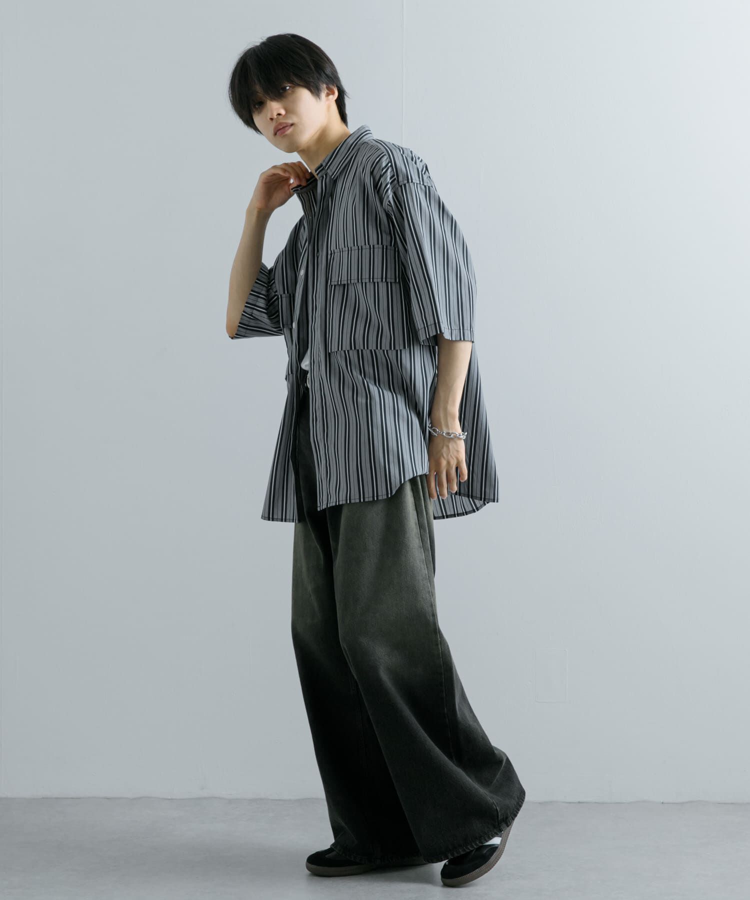 SENSE OF PLACE by URBAN RESEARCH「ストライプCPOルーズシャツ(5分袖)」|シャツ・ブラウス|