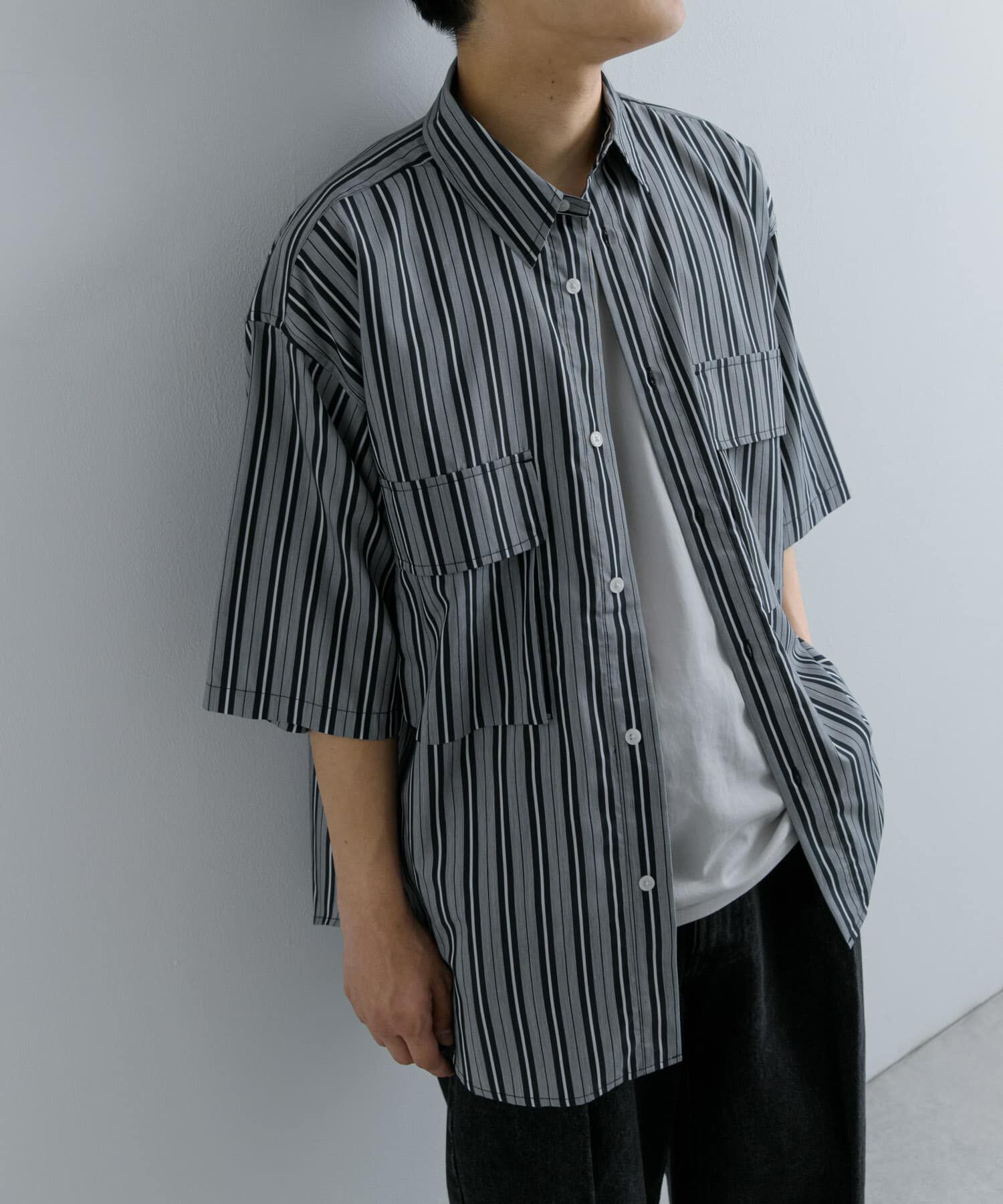 SENSE OF PLACE by URBAN RESEARCH「ストライプCPOルーズシャツ(5分袖)」|シャツ・ブラウス|