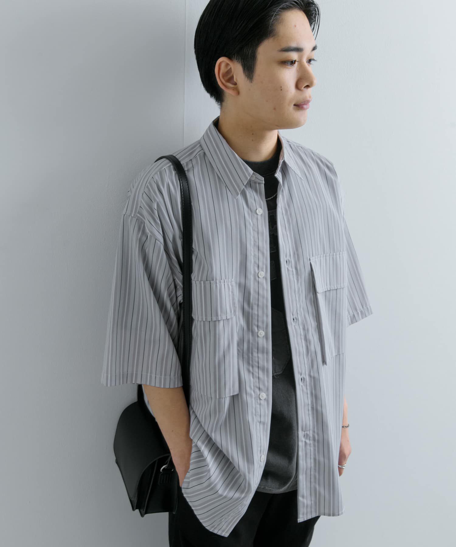 SENSE OF PLACE by URBAN RESEARCH「ストライプCPOルーズシャツ(5分袖)」|シャツ・ブラウス|