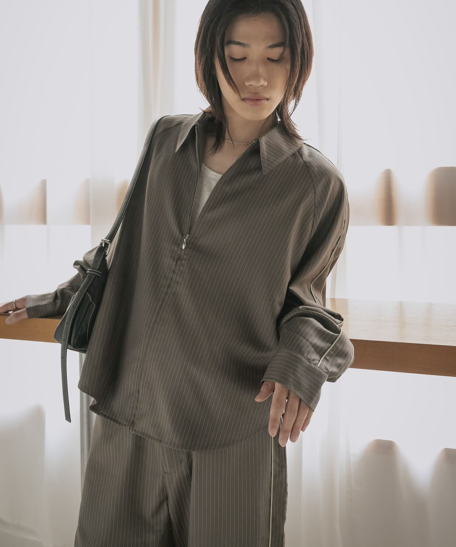 SENSE OF PLACE by URBAN RESEARCH「サイドラインピンストライプジップシャツ」|シャツ・ブラウス|