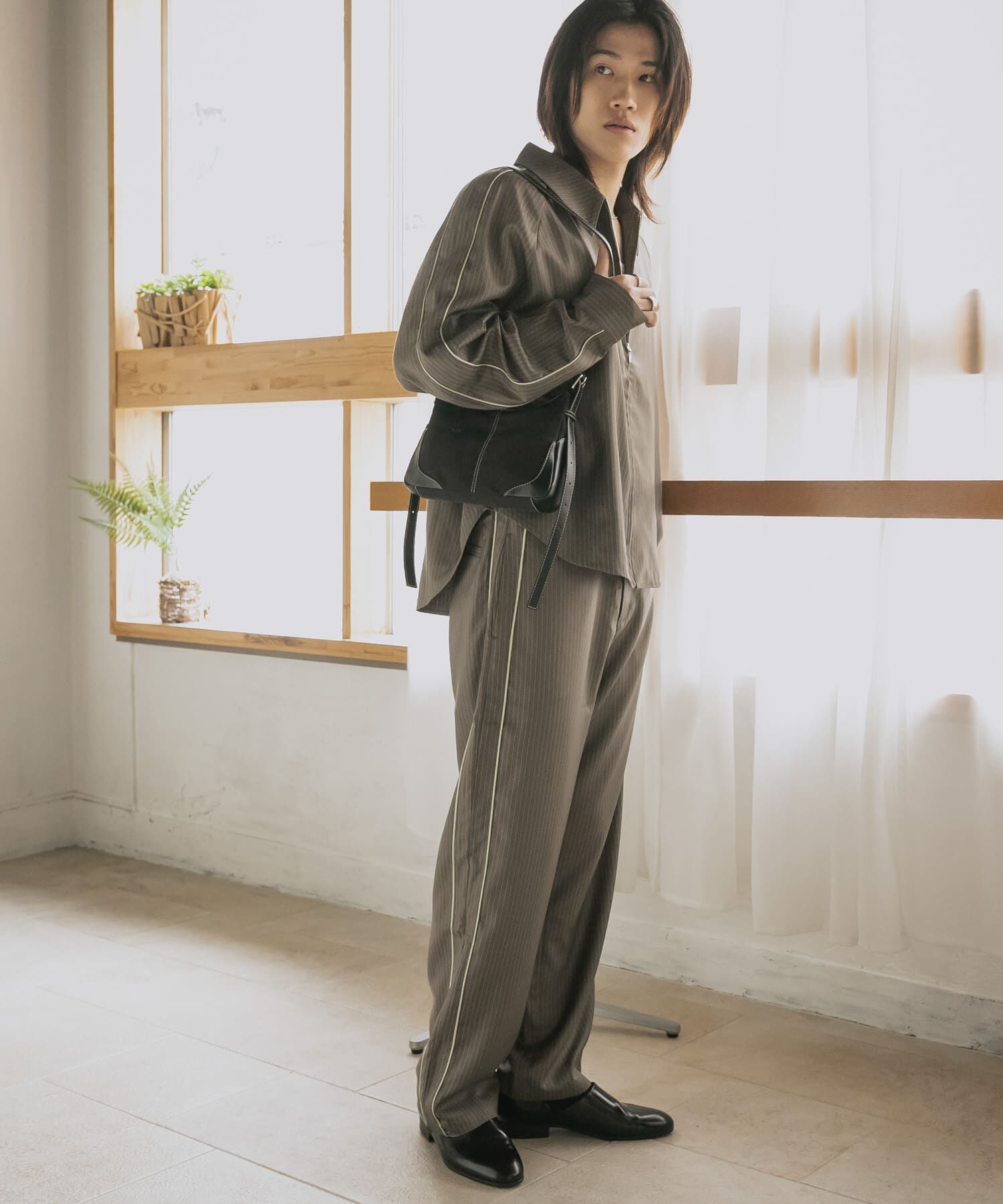 SENSE OF PLACE by URBAN RESEARCH「サイドラインピンストライプジップシャツ」|シャツ・ブラウス|