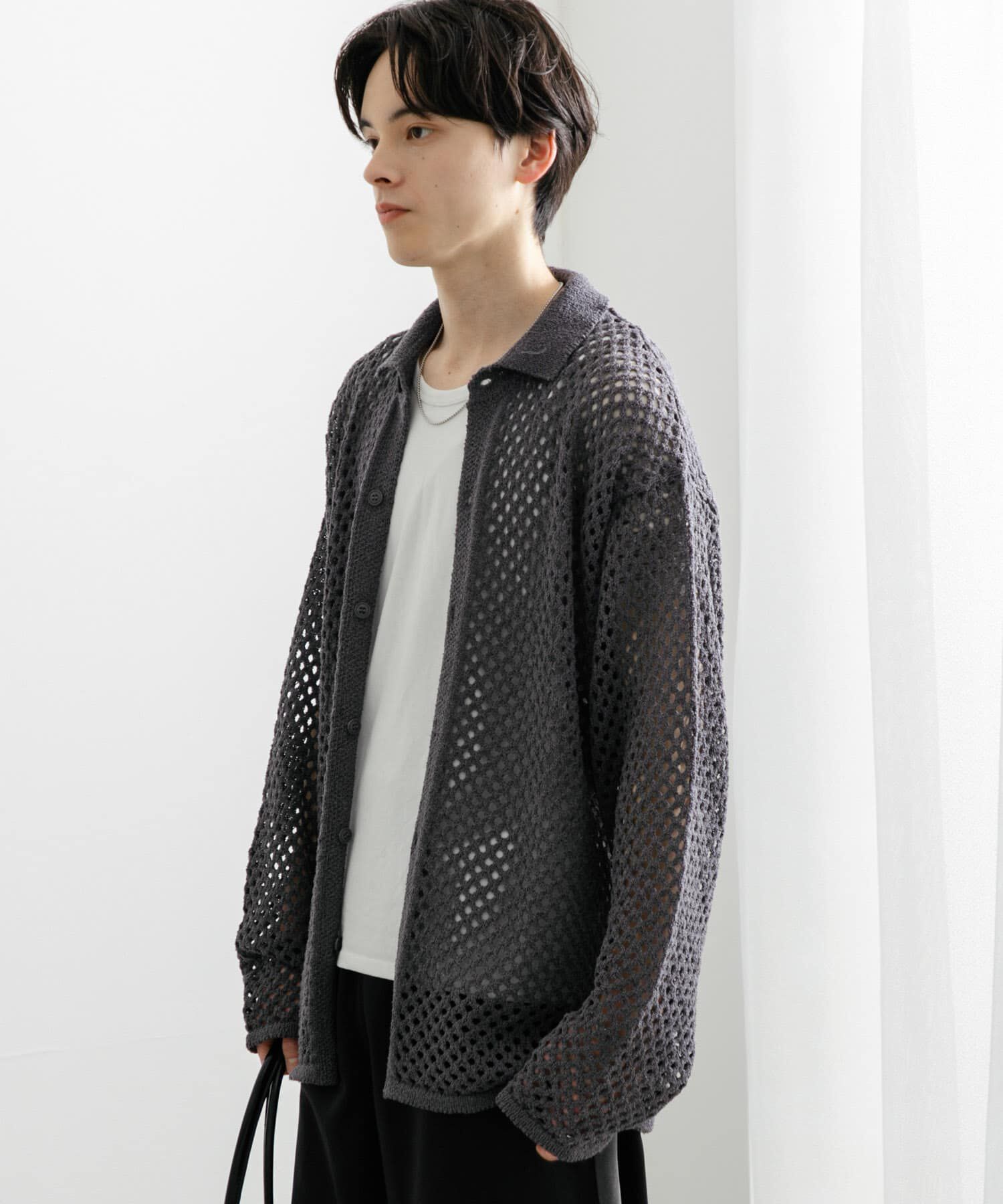 SENSE OF PLACE by URBAN RESEARCH「『ユニセックス』メッシュ衿付きカーディガン」|カーディガン|