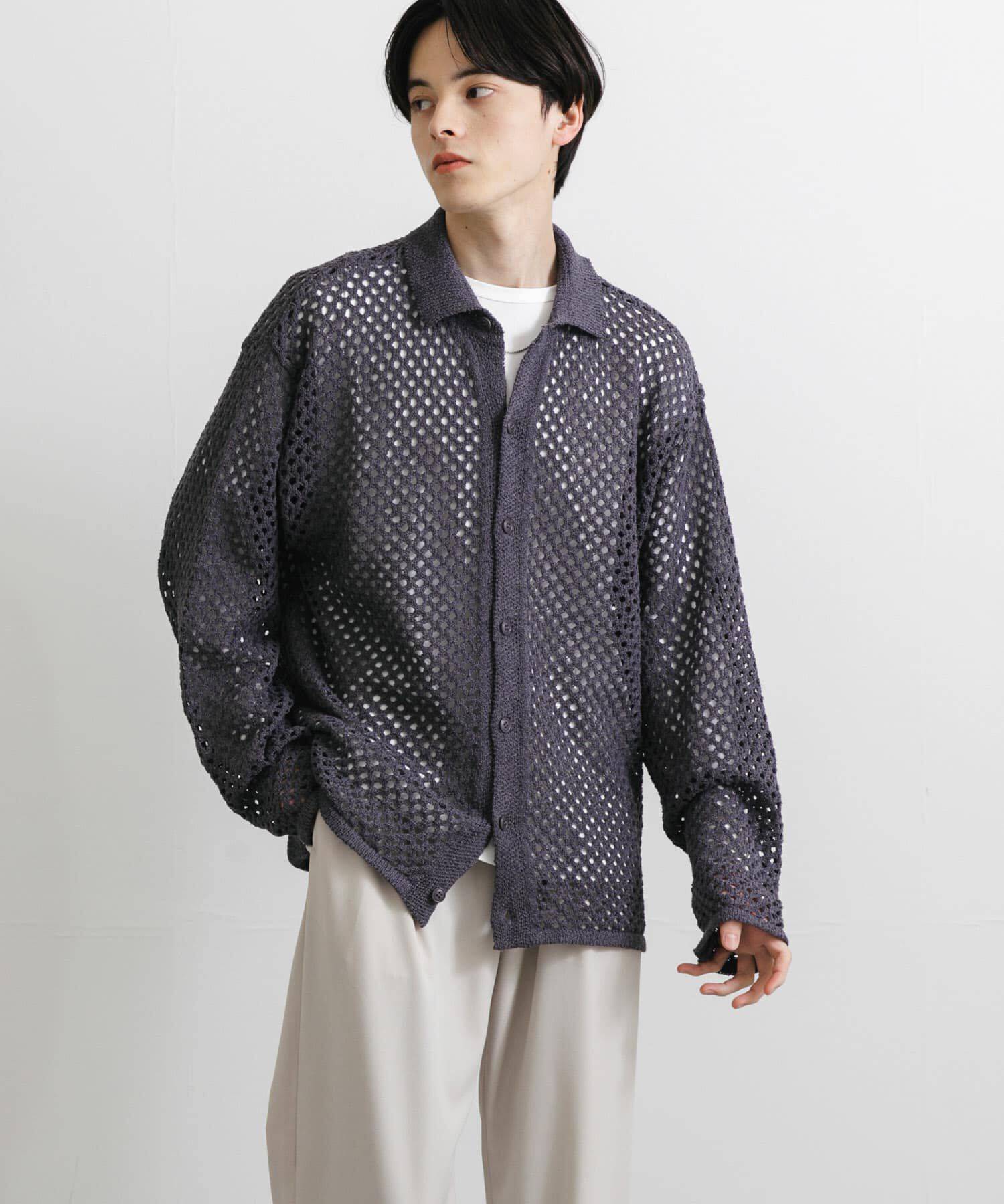 SENSE OF PLACE by URBAN RESEARCH「『ユニセックス』メッシュ衿付きカーディガン」|カーディガン|